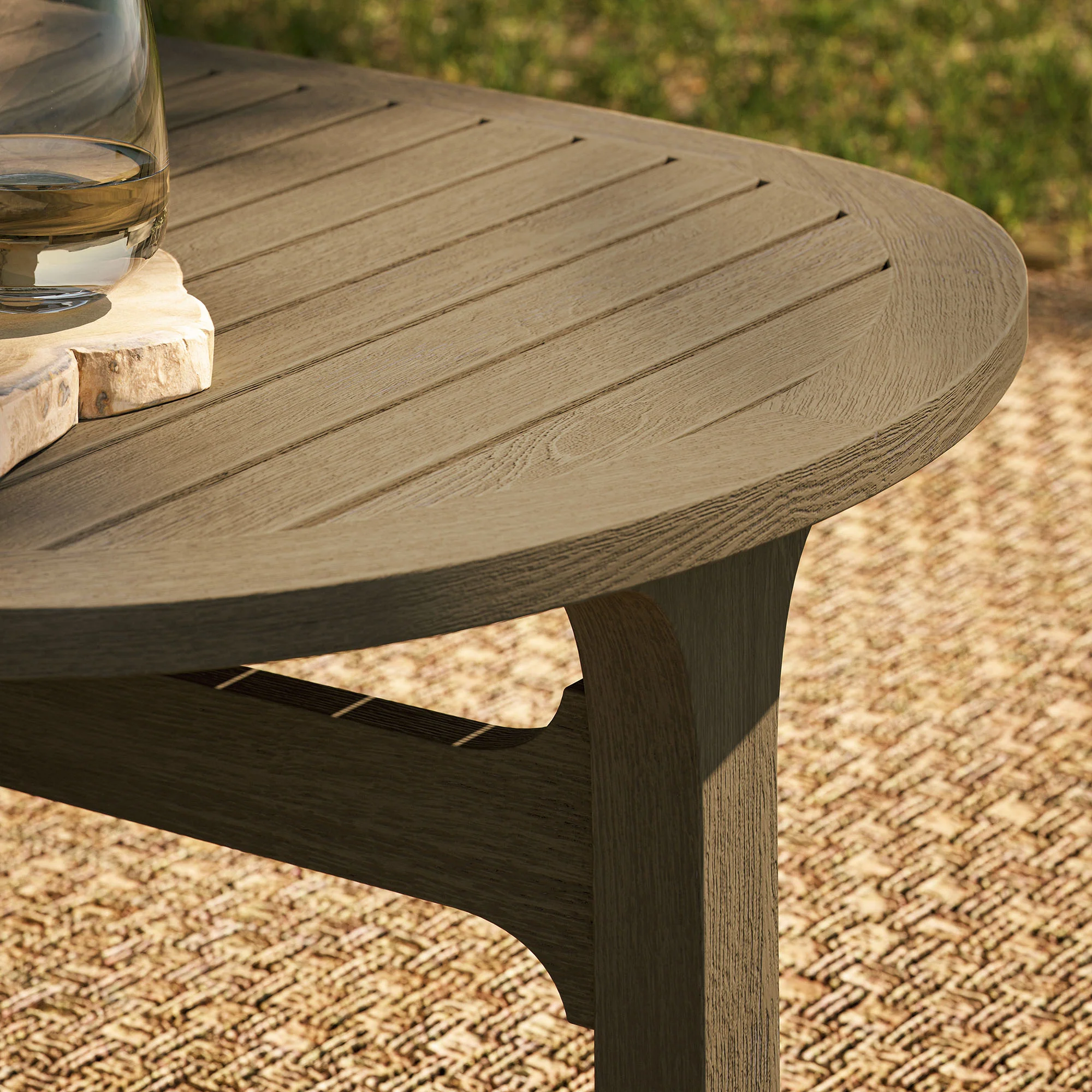 Saratoga Oval Outdoor Patio Teak Wood Coffee Table by Modway - Image 8