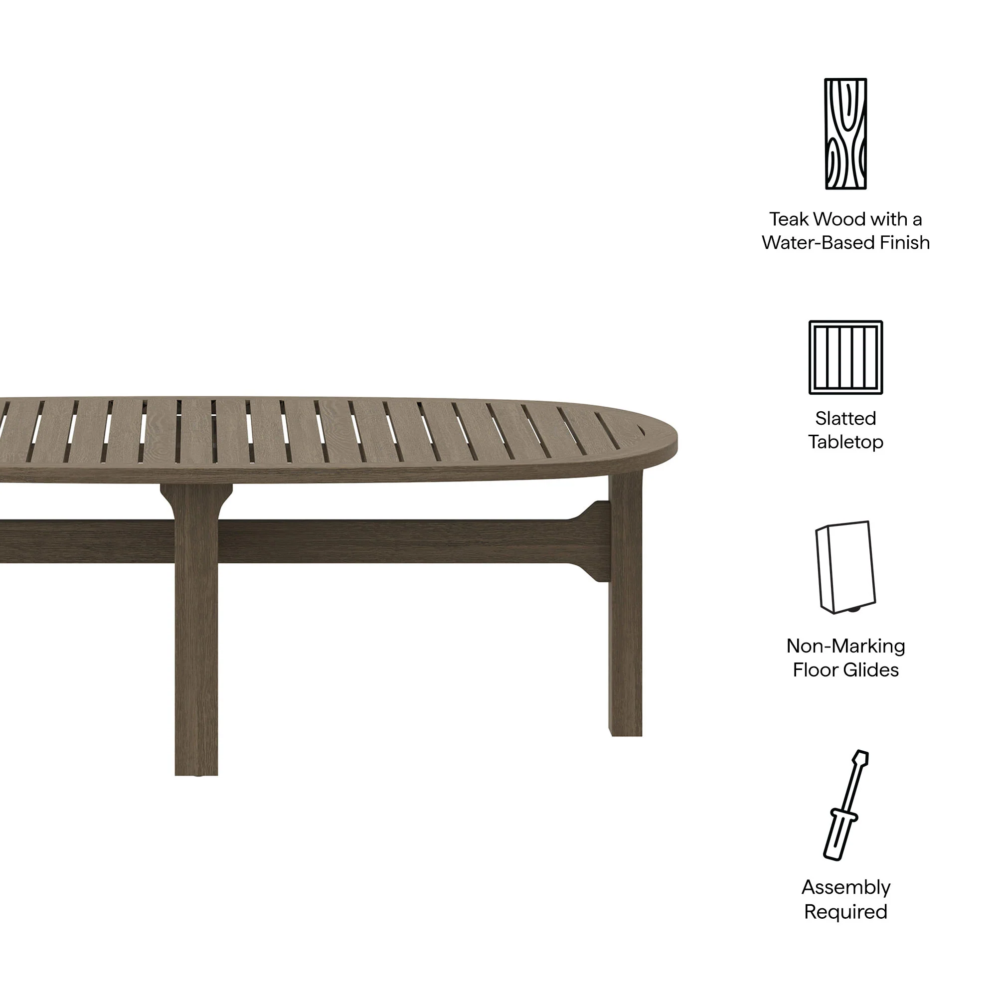 Saratoga Oval Outdoor Patio Teak Wood Coffee Table by Modway - Image 9