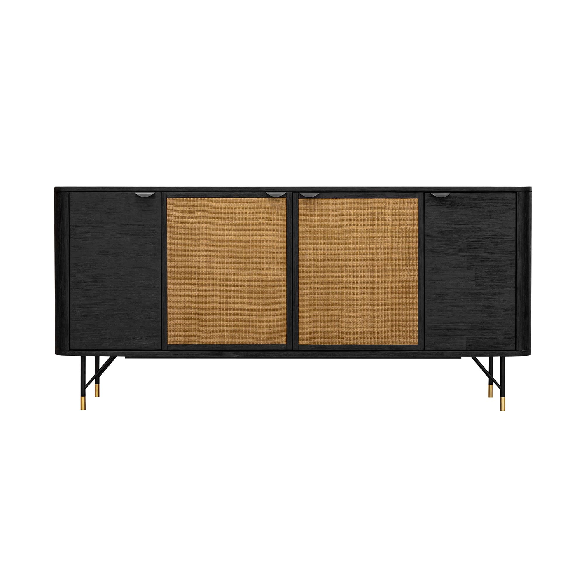 Saratoga Sideboard Buffet in Black Acacia with Rattan By Armen Living - Image 2