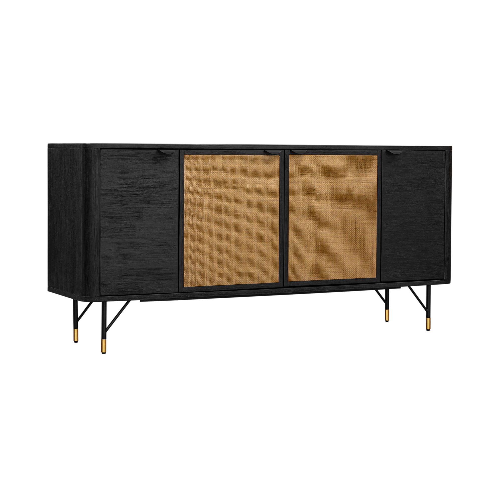 Saratoga Sideboard Buffet in Black Acacia with Rattan By Armen Living - Image 3