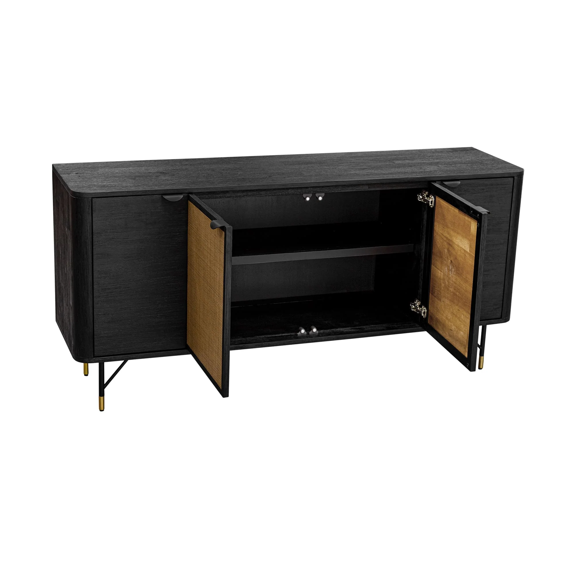 Saratoga Sideboard Buffet in Black Acacia with Rattan By Armen Living - Image 4