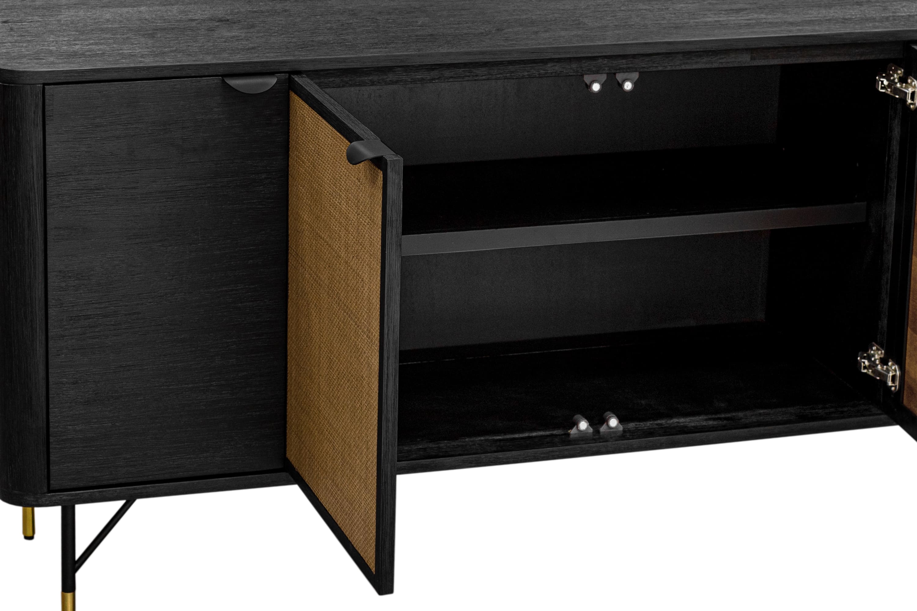 Saratoga Sideboard Buffet in Black Acacia with Rattan By Armen Living - Image 6