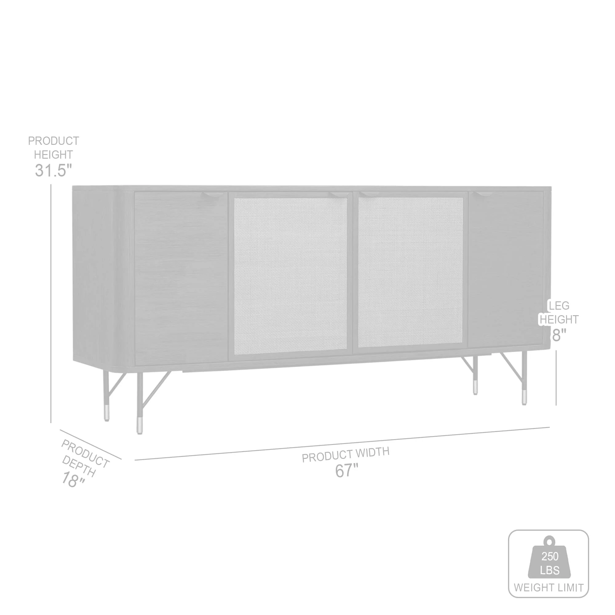 Saratoga Sideboard Buffet in Black Acacia with Rattan By Armen Living - Image 7