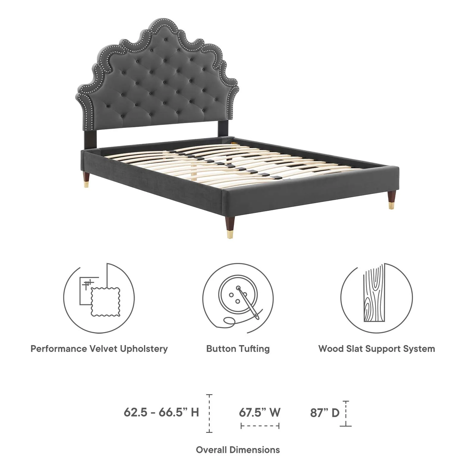 Sasha Button-Tufted Performance Velvet King Bed By Modway - MOD-6837 - Image 10