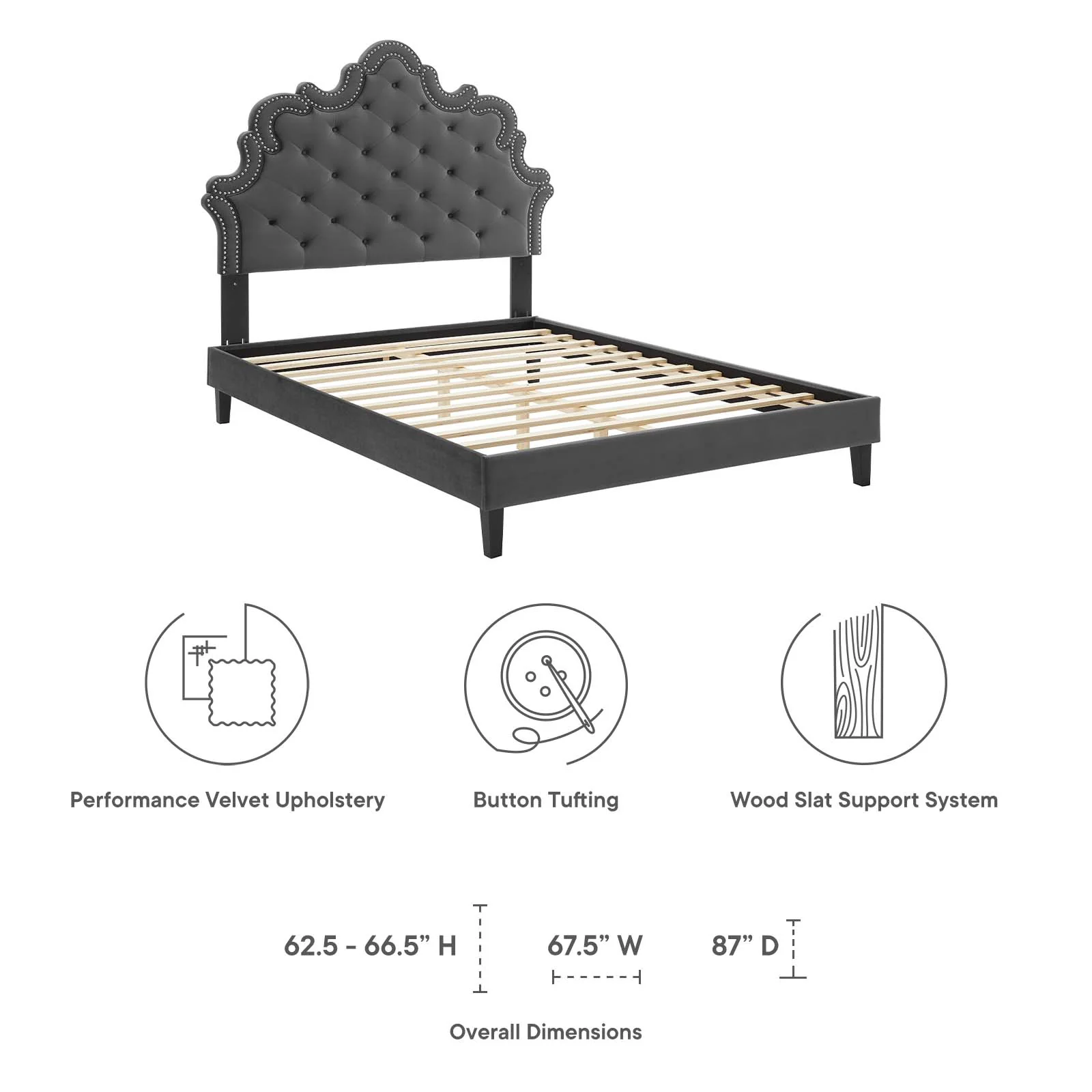 Sasha Button-Tufted Performance Velvet King Bed By Modway - MOD-6842 - Image 10