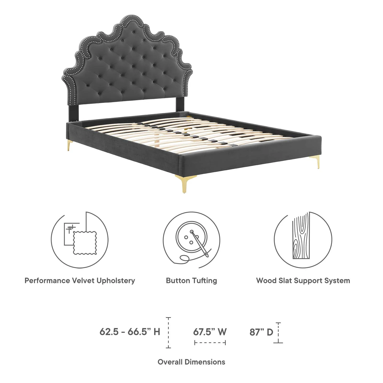 Sasha Button-Tufted Performance Velvet Queen Bed By Modway - MOD-6817 - Image 10