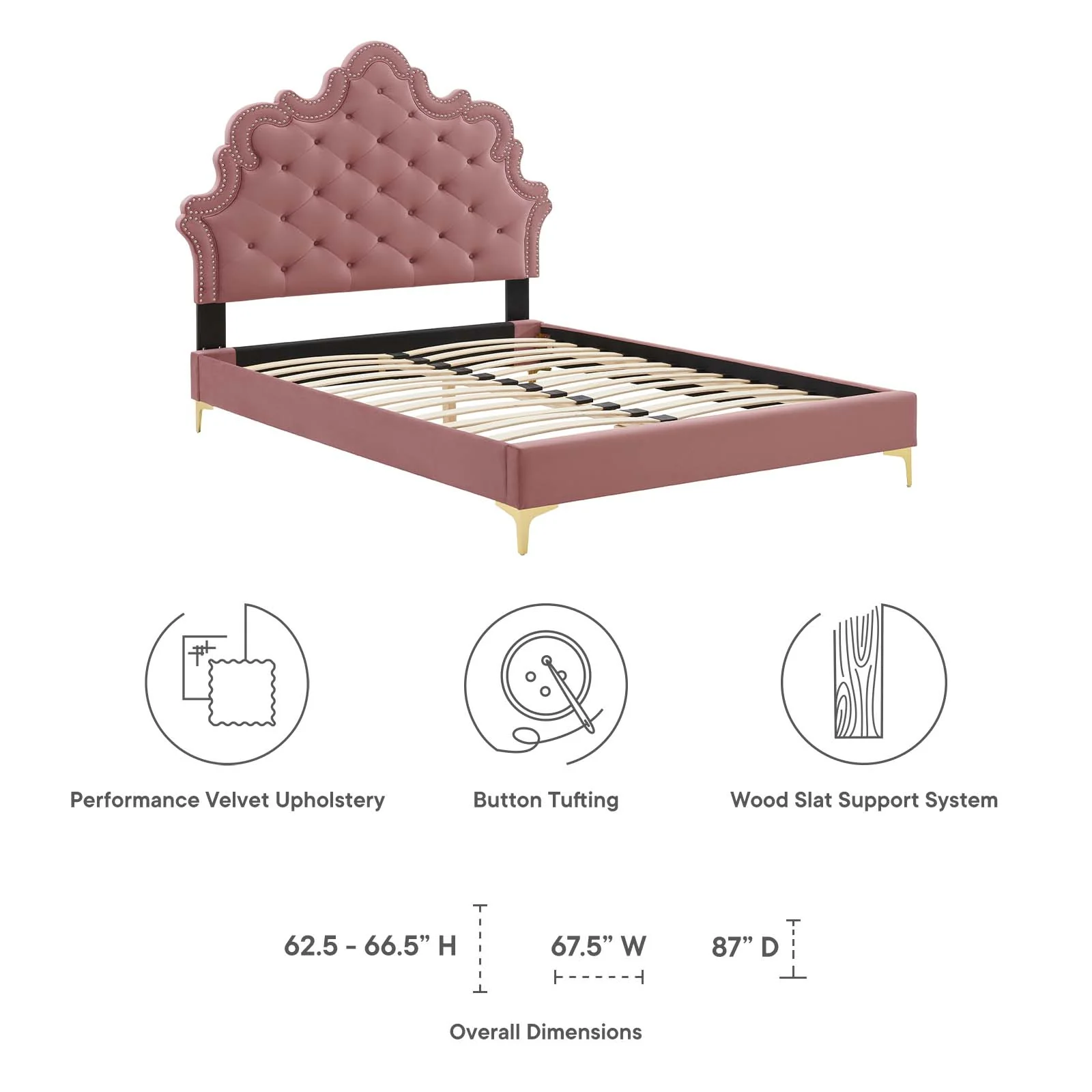 Sasha Button-Tufted Performance Velvet Queen Bed By Modway - MOD-6817 - Image 21