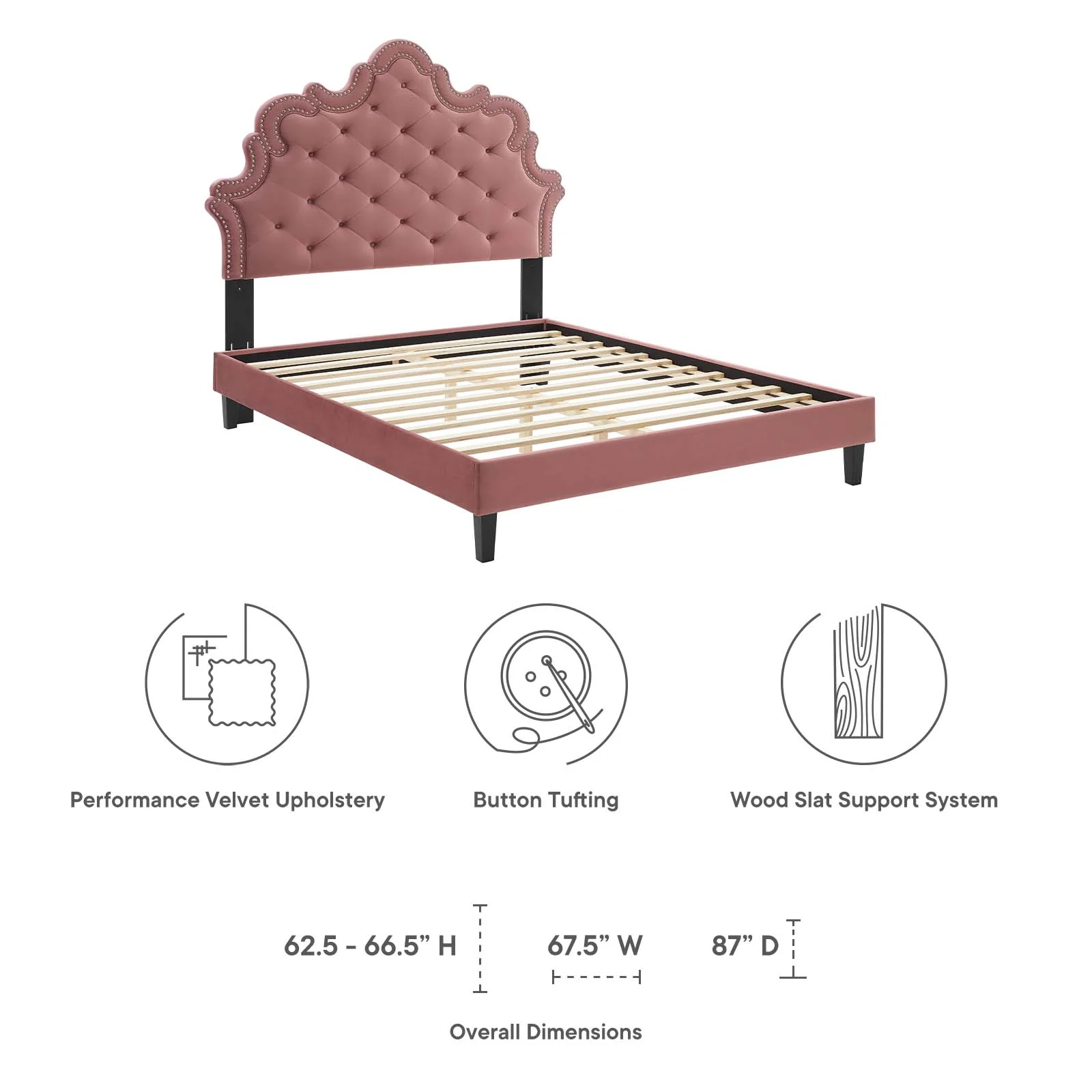 Sasha Button-Tufted Performance Velvet Queen Bed By Modway - MOD-6827 - Image 21