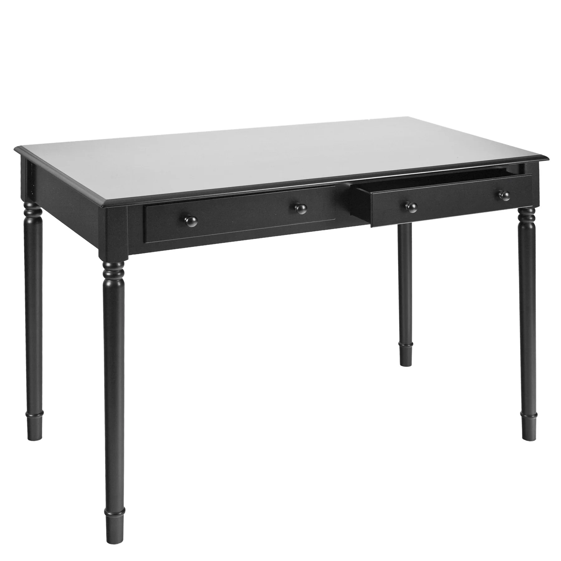 Satin Black Desk with Drawers By Homeroots - Image 4