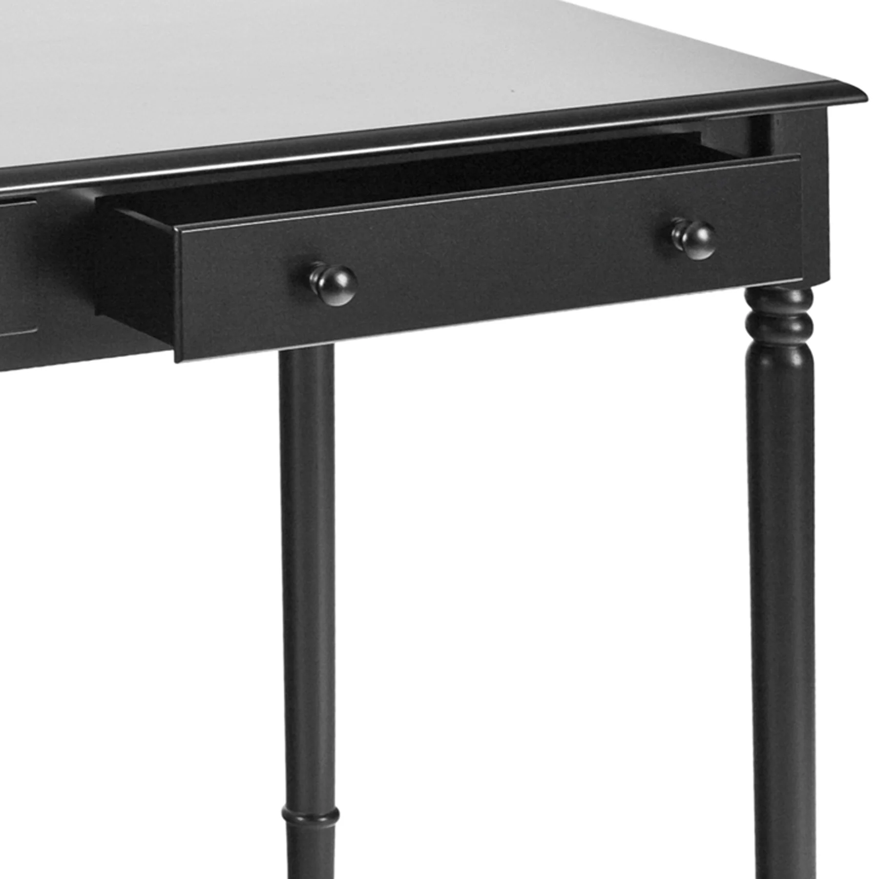 Satin Black Desk with Drawers By Homeroots - Image 5