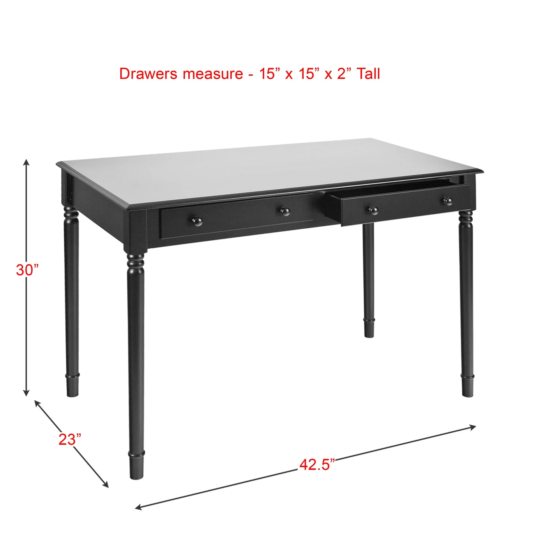 Satin Black Desk with Drawers By Homeroots - Image 7