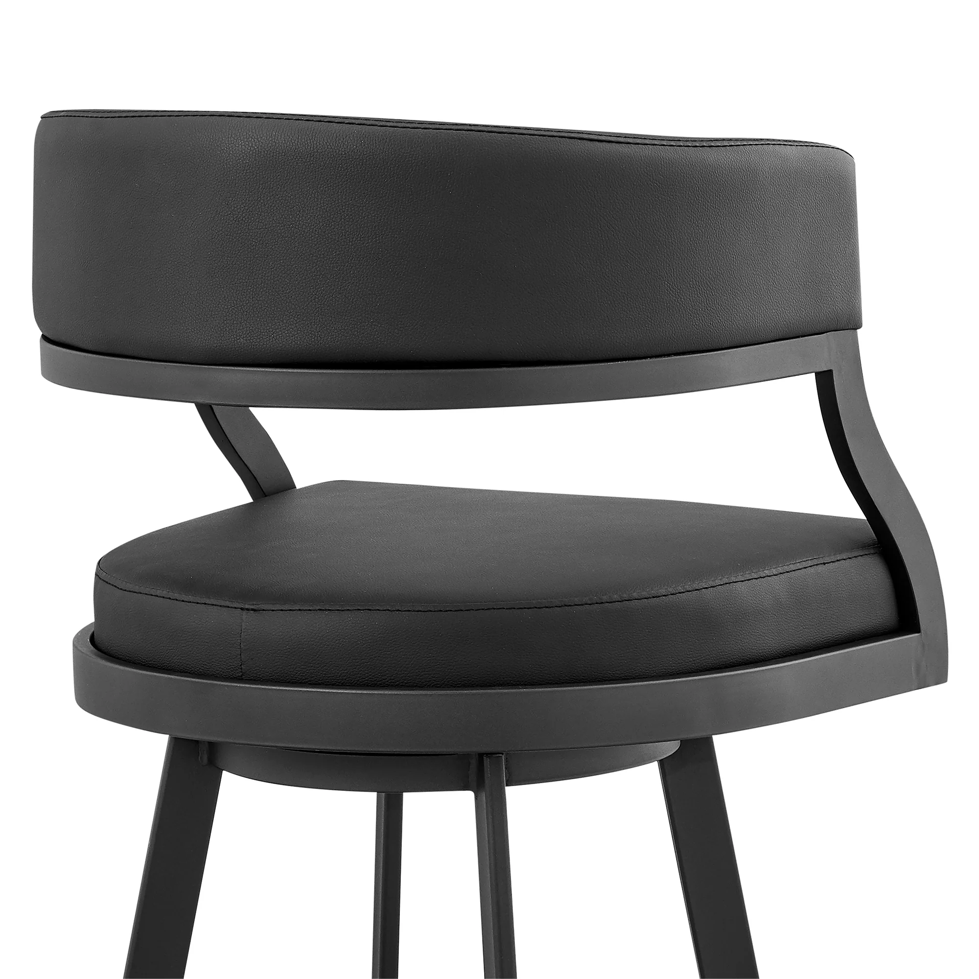 Saturn 26" Counter Height Swivel Black Faux Leather and Metal Bar Stool By Armen Living - Image 10