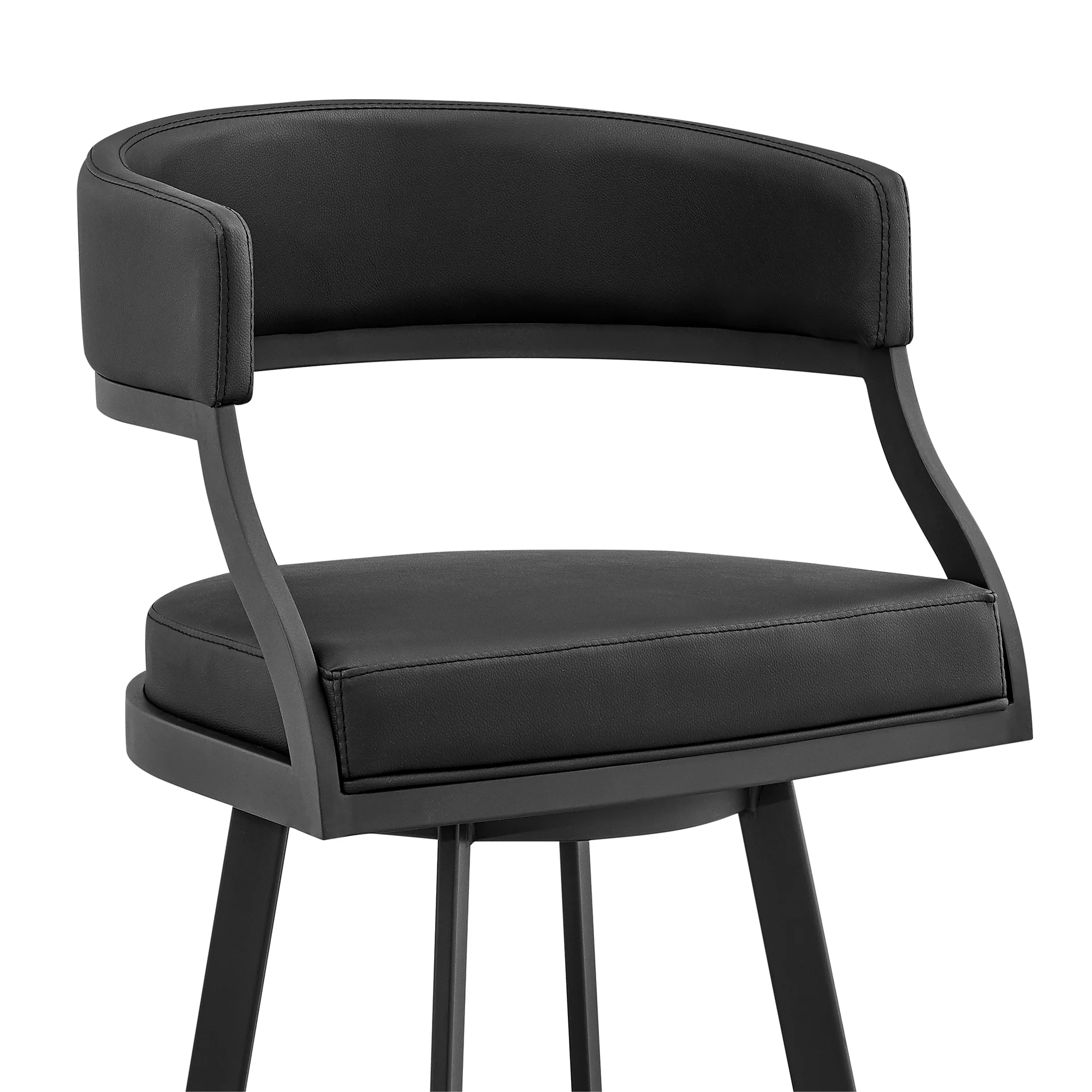 Saturn 26" Counter Height Swivel Black Faux Leather and Metal Bar Stool By Armen Living - Image 7