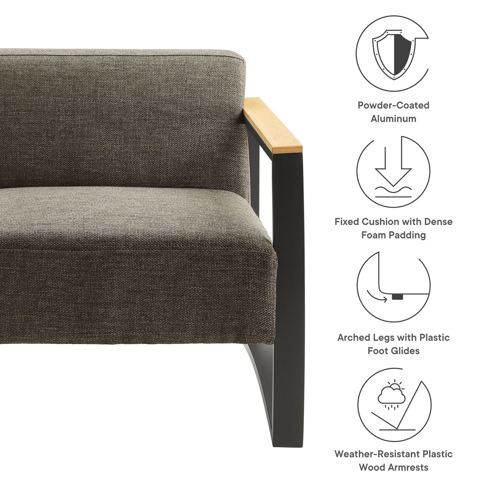Sauve Outdoor Patio Aluminum and Fabric Armchair by Modway - Image 17