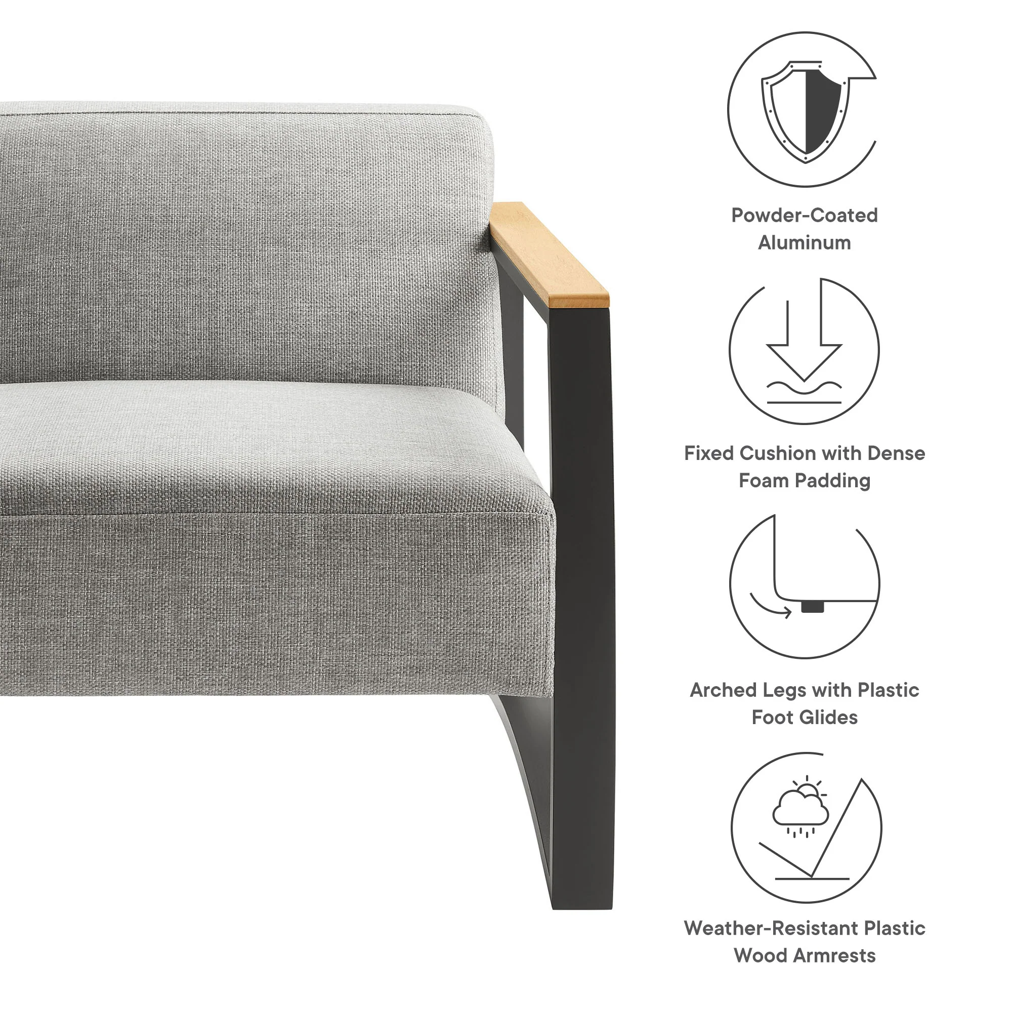 Sauve Outdoor Patio Aluminum and Fabric Armchair by Modway - Image 8