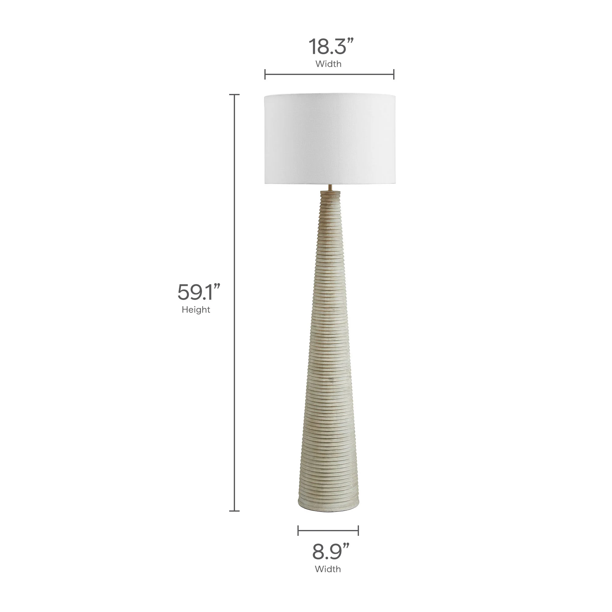 Saylor Carved Ribbed Wood Floor Lamp With Drum Shade by Modway - Image 11