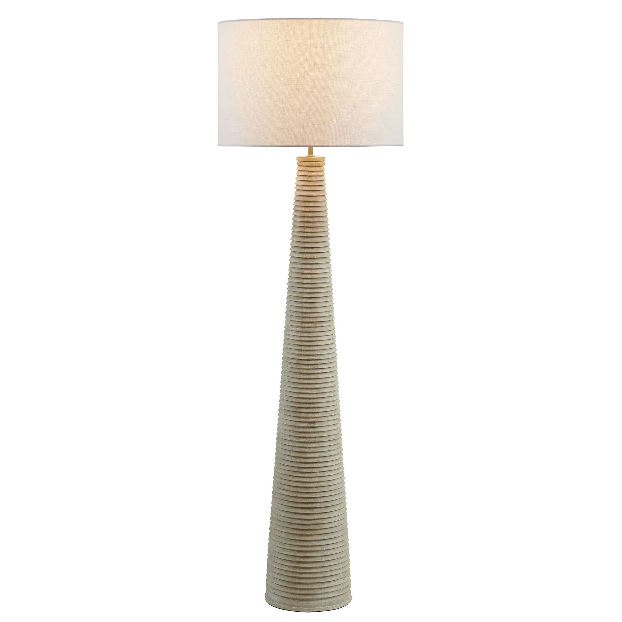 Saylor Carved Ribbed Wood Floor Lamp With Drum Shade by Modway - Image 2