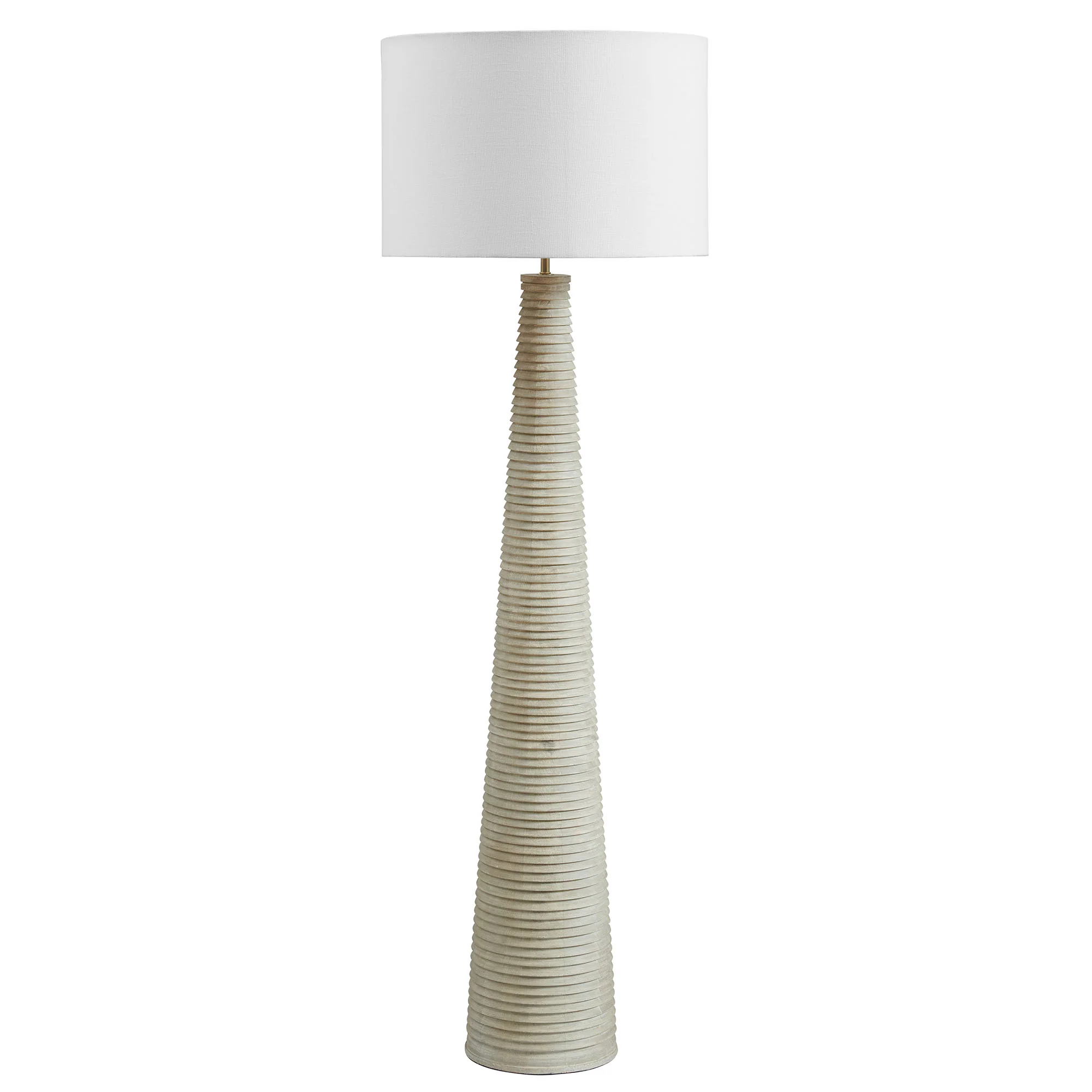 Saylor Carved Ribbed Wood Floor Lamp With Drum Shade by Modway - Image 3