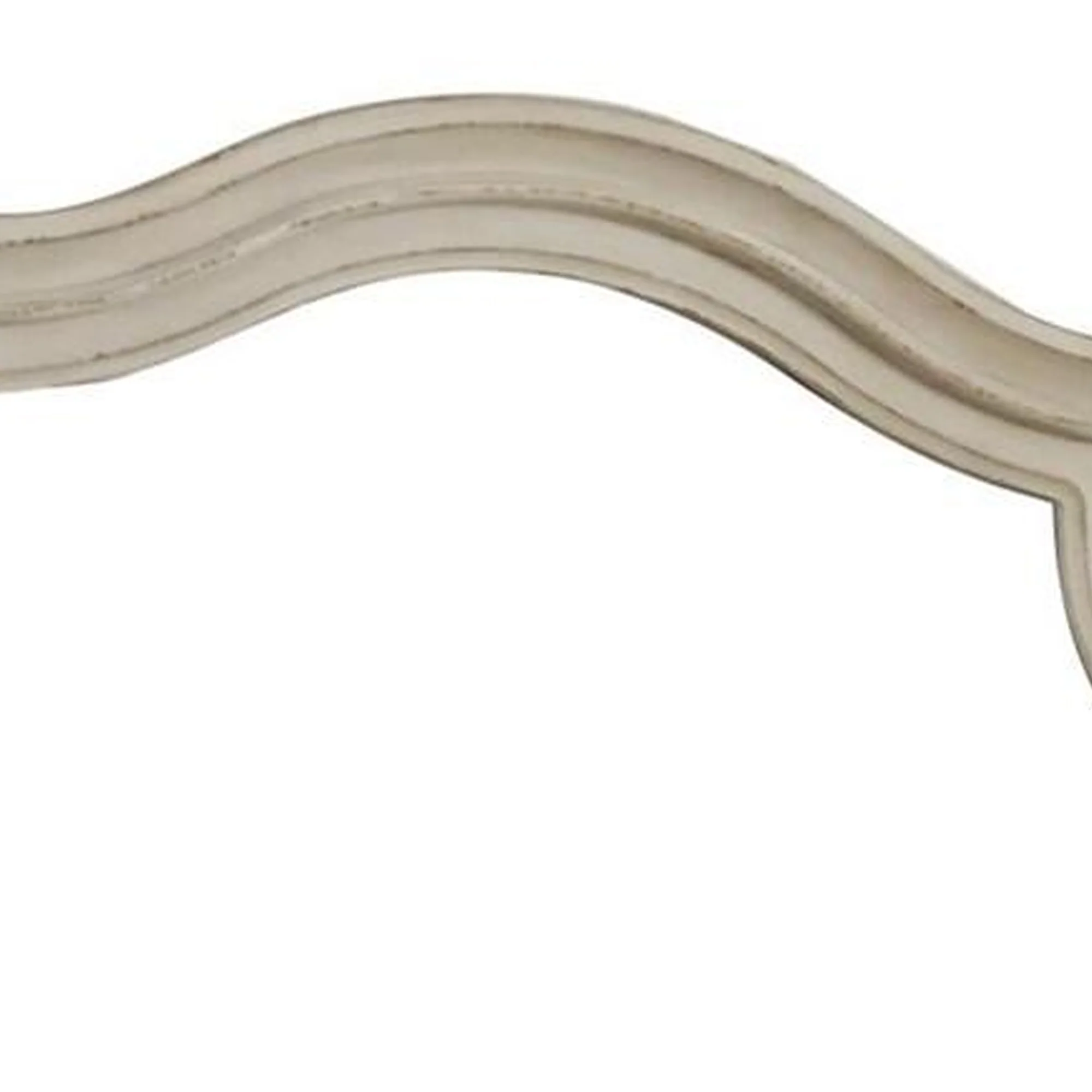 Scalloped Top Wood Encased Mirror with Molded Details, Antique White By Benzara - Image 5