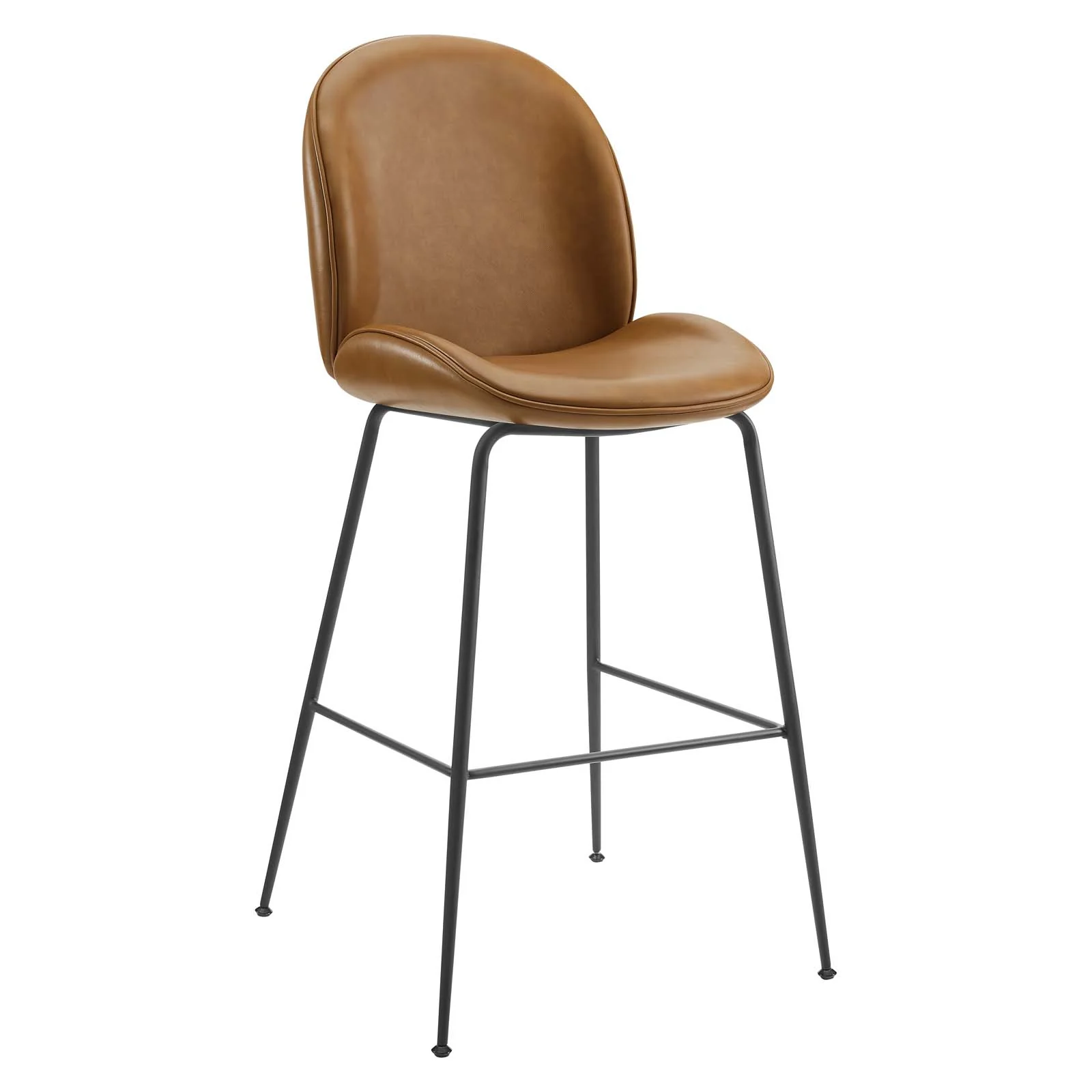 Scoop Black Powder Coated Steel Leg Vegan Leather Bar Stool By Modway - EEI-4640 - Image 2