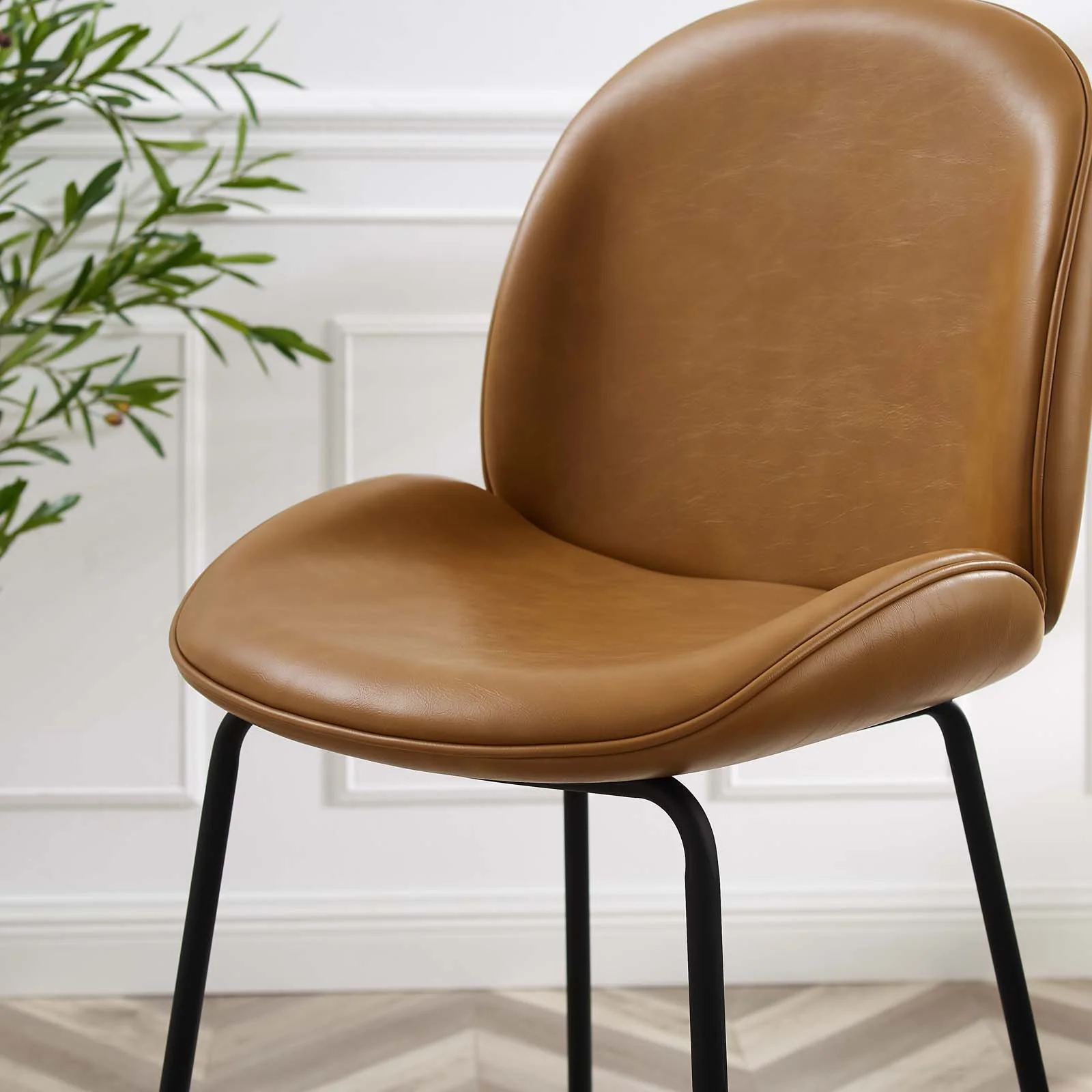Scoop Black Powder Coated Steel Leg Vegan Leather Bar Stool By Modway - EEI-4640 - Image 6