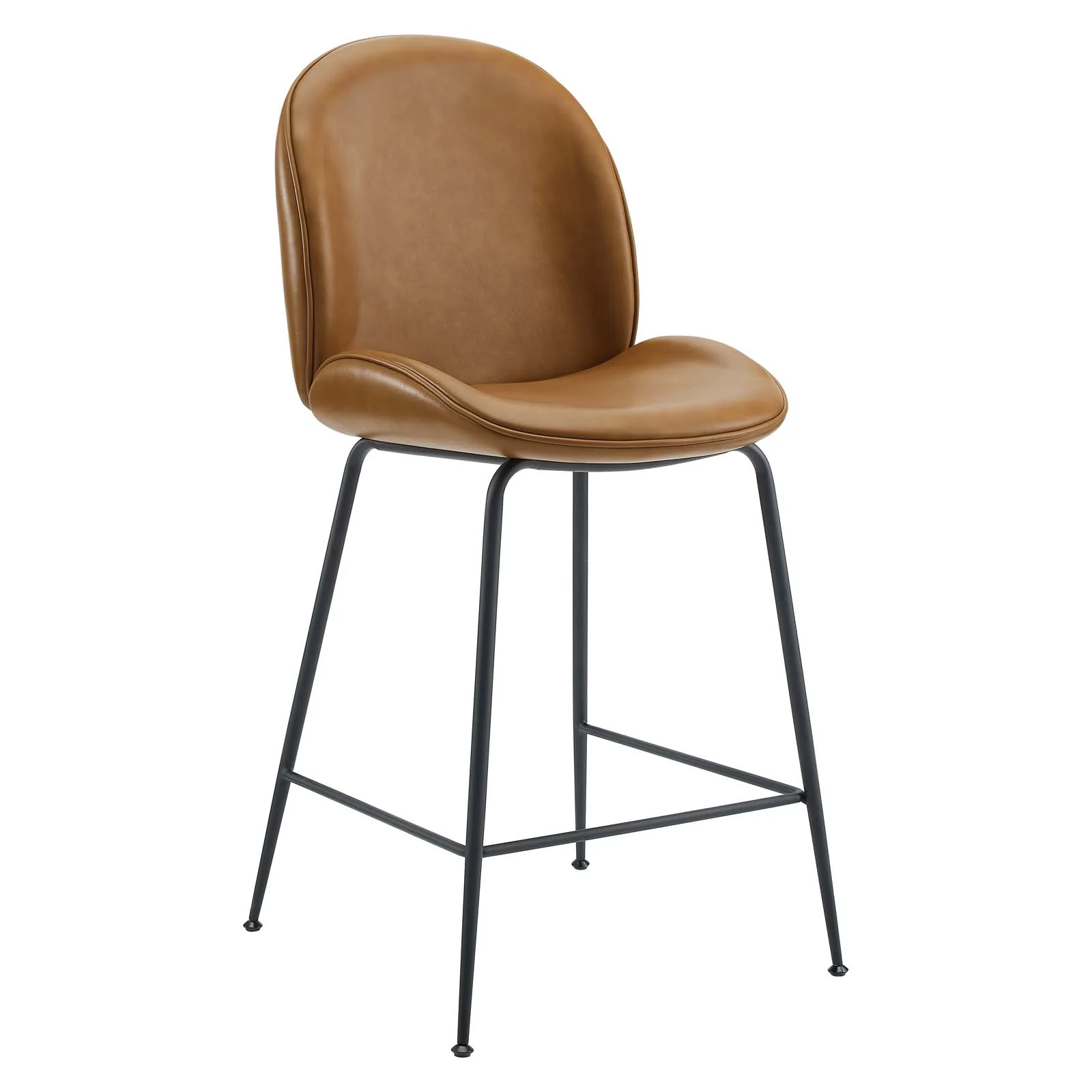 Scoop Black Powder Coated Steel Leg Vegan Leather Counter Stool By Modway - EEI-4638 - Image 2