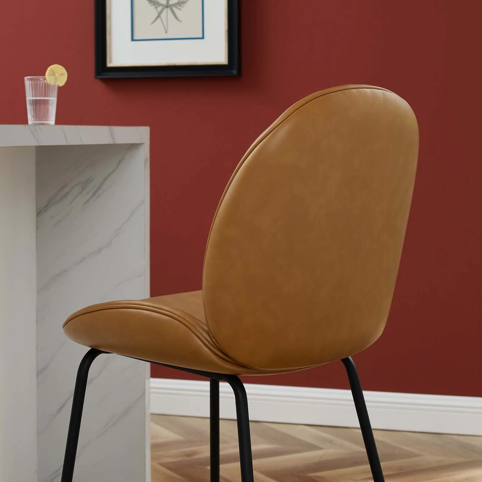 Scoop Black Powder Coated Steel Leg Vegan Leather Counter Stool By Modway - EEI-4638 - Image 6