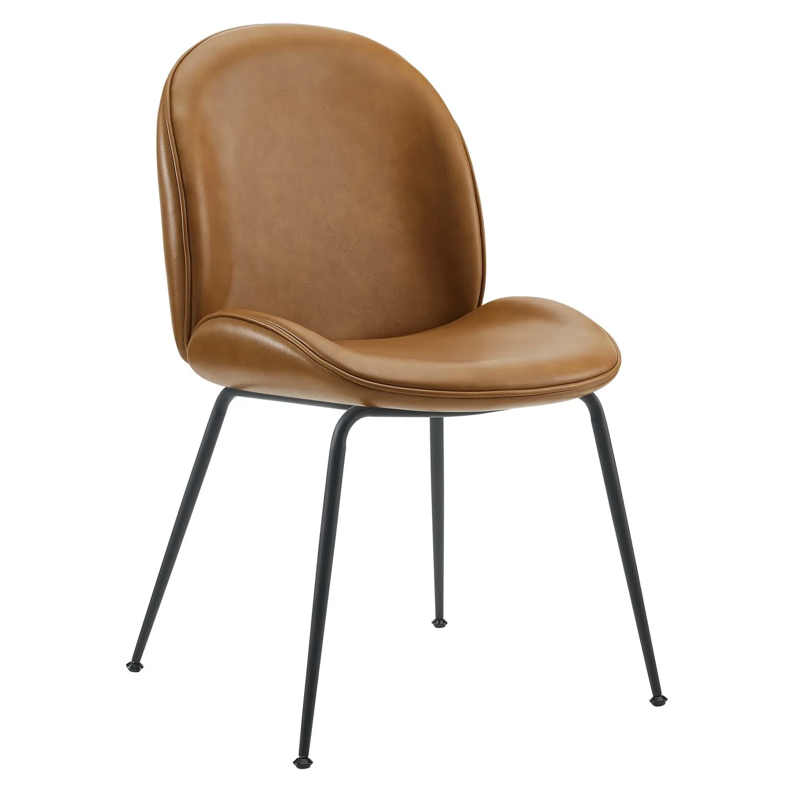 Scoop Black Powder Coated Steel Leg Vegan Leather Dining Chairs - Set of 2 By Modway - EEI-4636 - Image 3