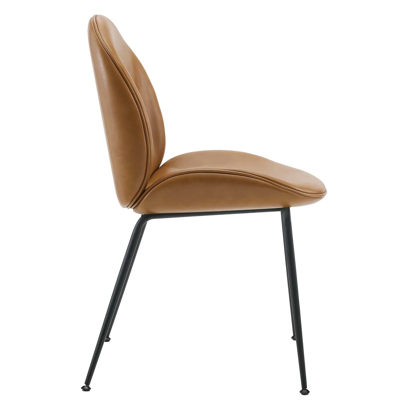 Scoop Black Powder Coated Steel Leg Vegan Leather Dining Chairs - Set of 2 By Modway - EEI-4636 - Image 4