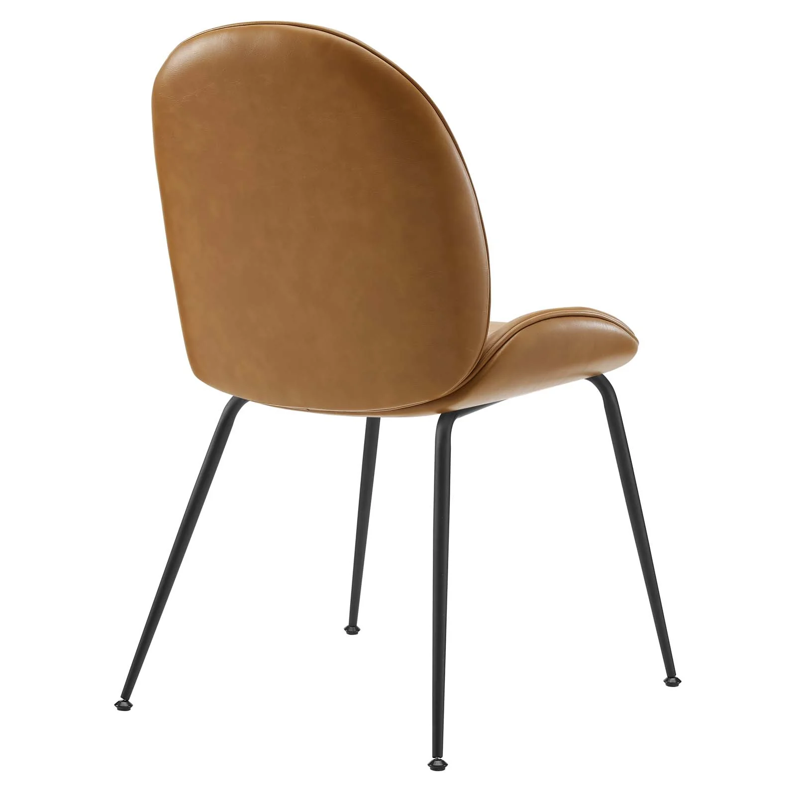 Scoop Black Powder Coated Steel Leg Vegan Leather Dining Chairs - Set of 2 By Modway - EEI-4636 - Image 5