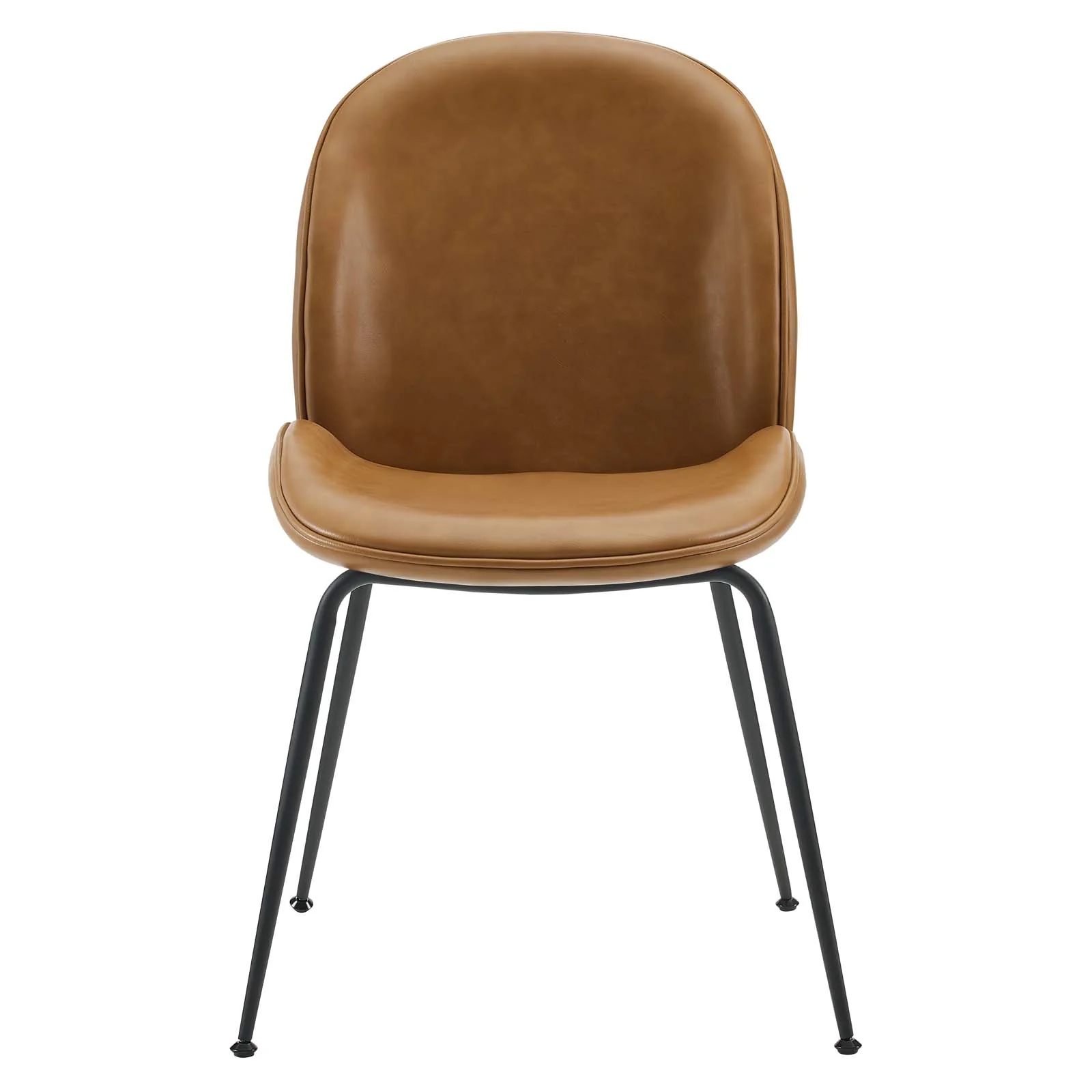 Scoop Black Powder Coated Steel Leg Vegan Leather Dining Chairs - Set of 2 By Modway - EEI-4636 - Image 6