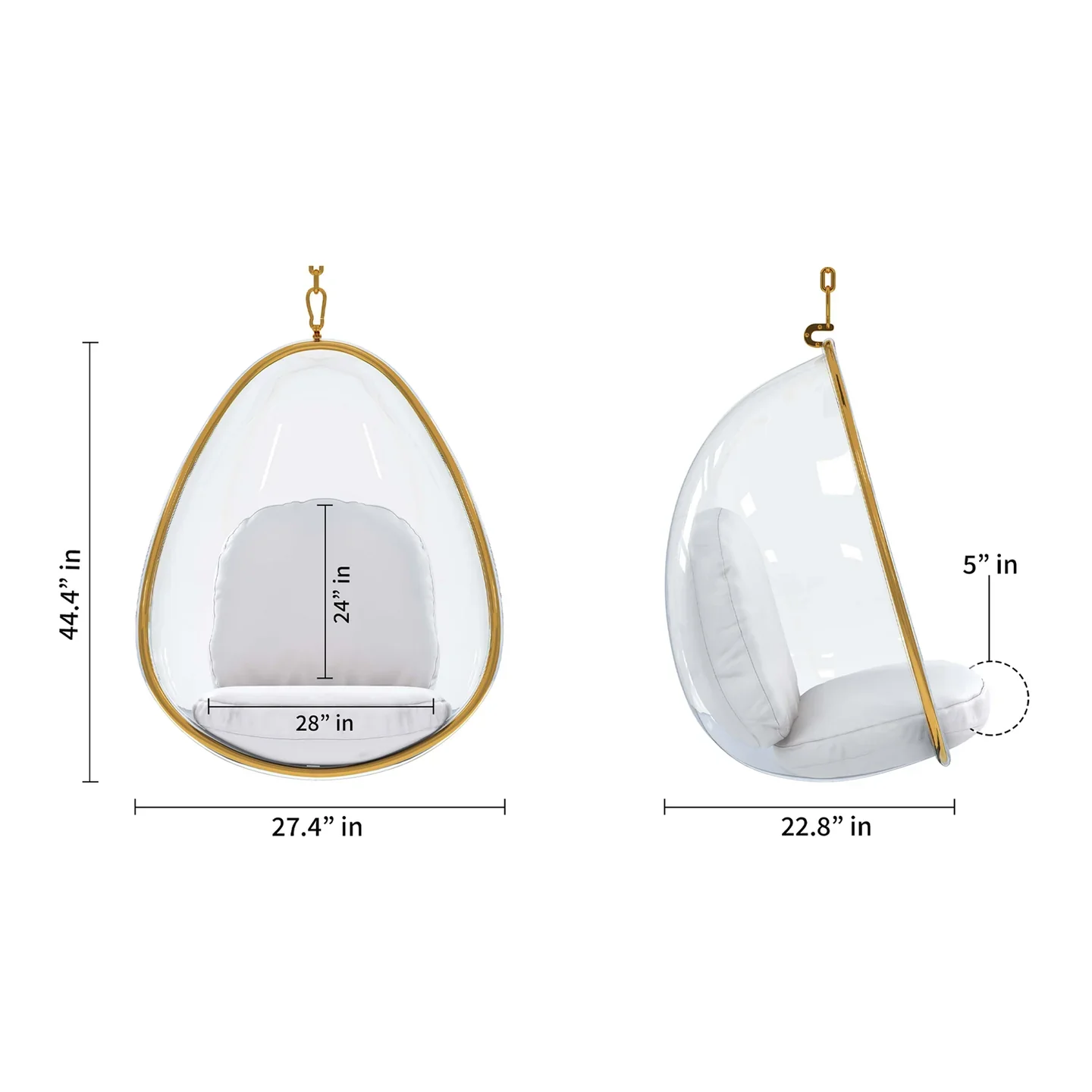 Scoop Hanging Chair - Gold By World Modern Design - Image 2