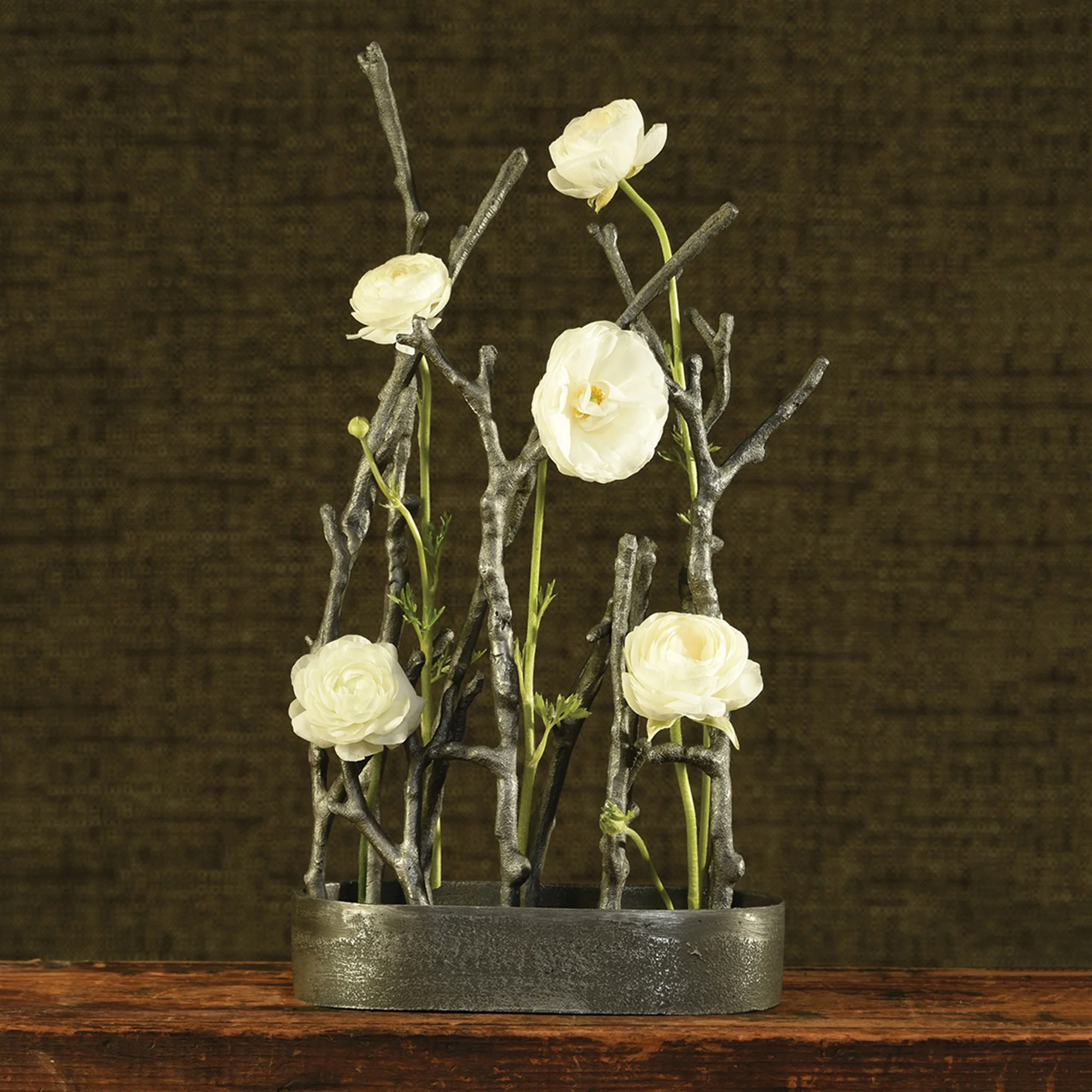 Sculptural Branch Vase, Metal - Oval - Nickle By HomArt - Image 2