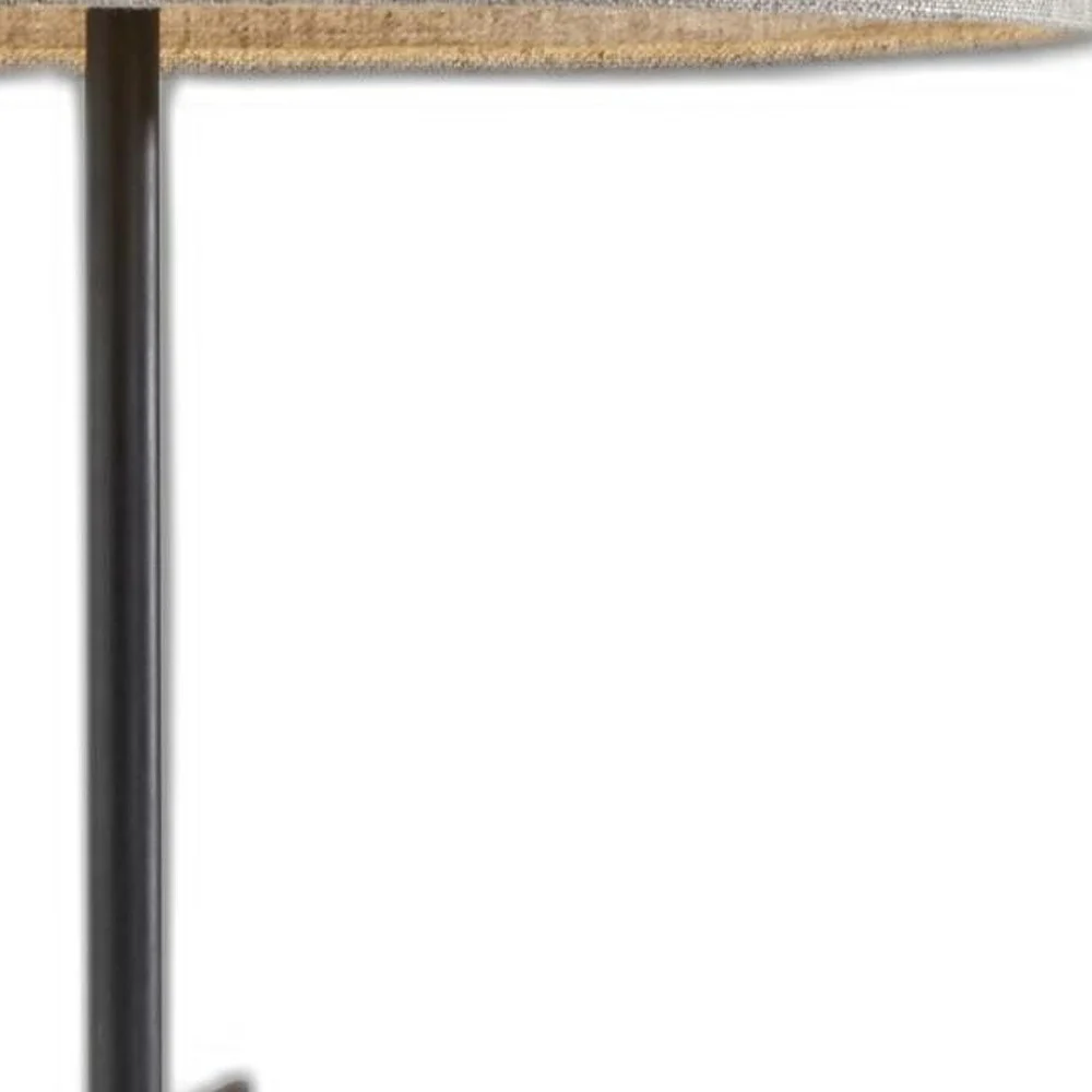 Sculptural Wood Black Metal Table Lamp By Homeroots - Image 3