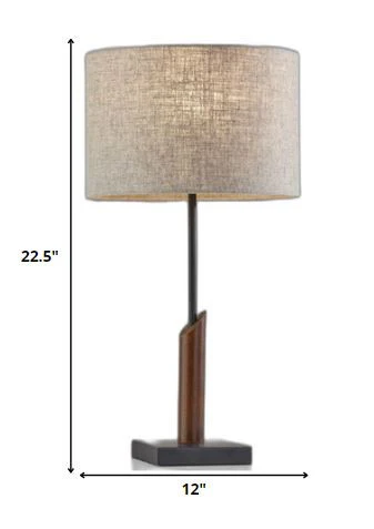 Sculptural Wood Black Metal Table Lamp By Homeroots - Image 5