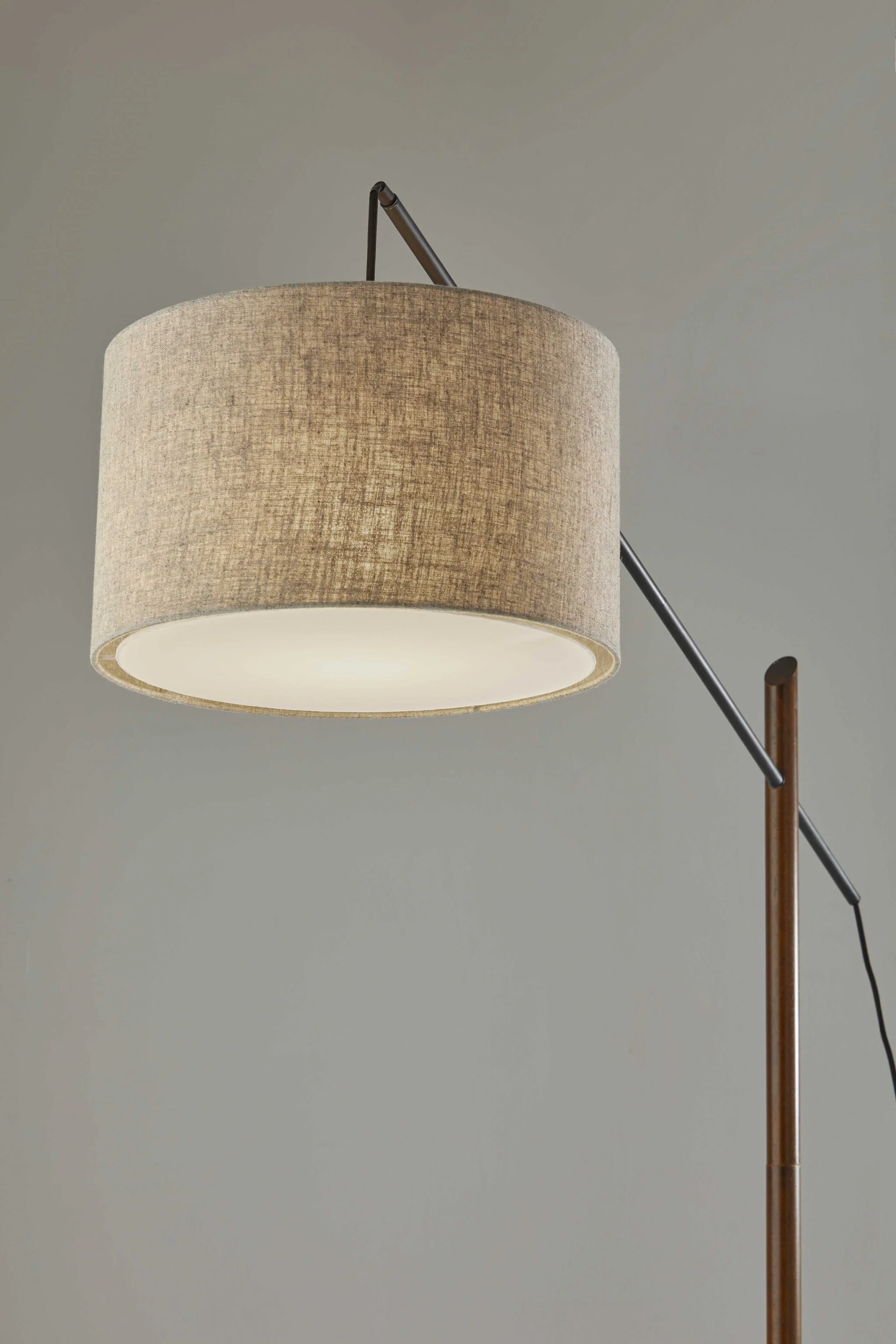 Sculptural Wood Floor Lamp with Adjustable Black Metal Arm By Homeroots - Image 2