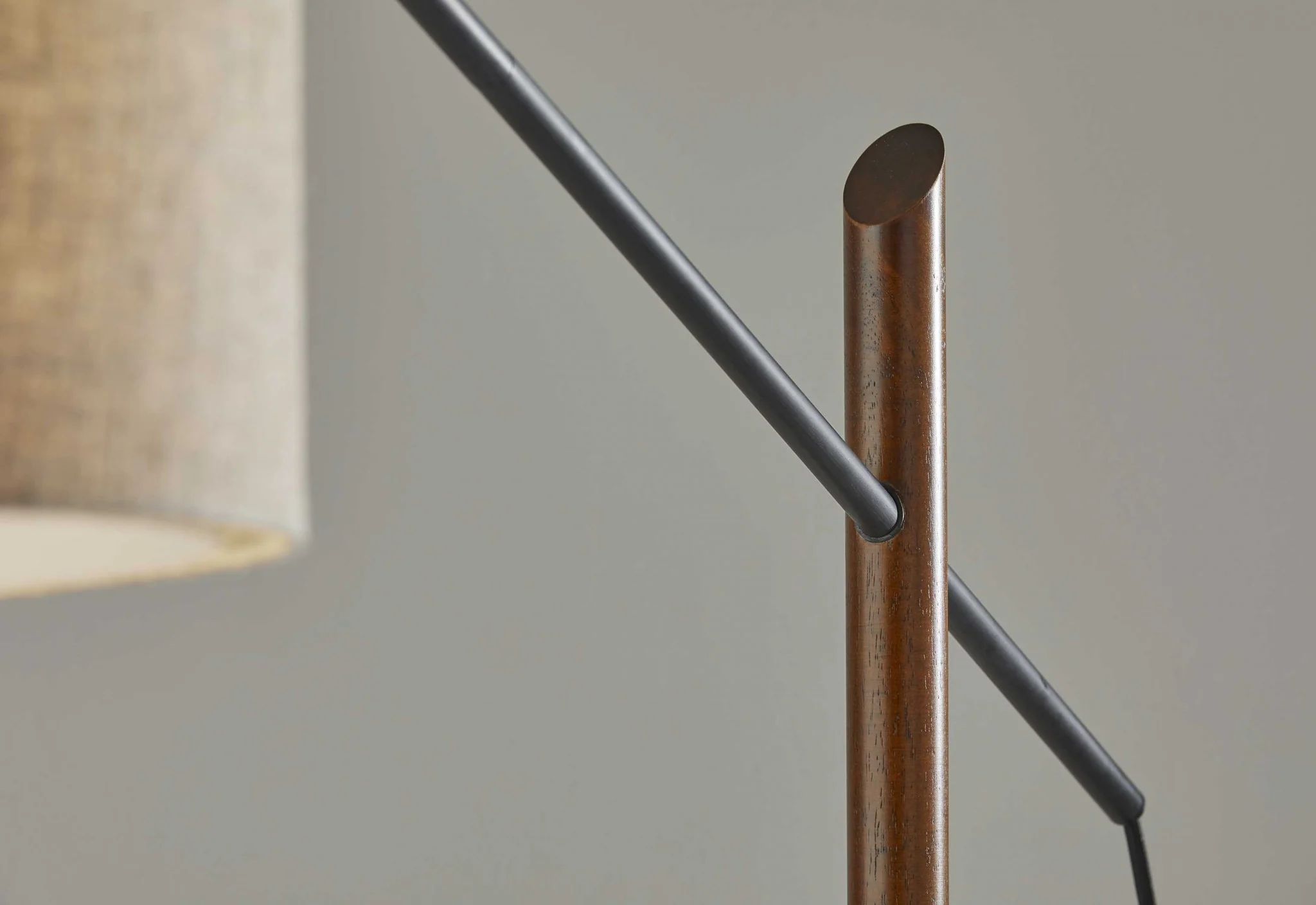 Sculptural Wood Floor Lamp with Adjustable Black Metal Arm By Homeroots - Image 3