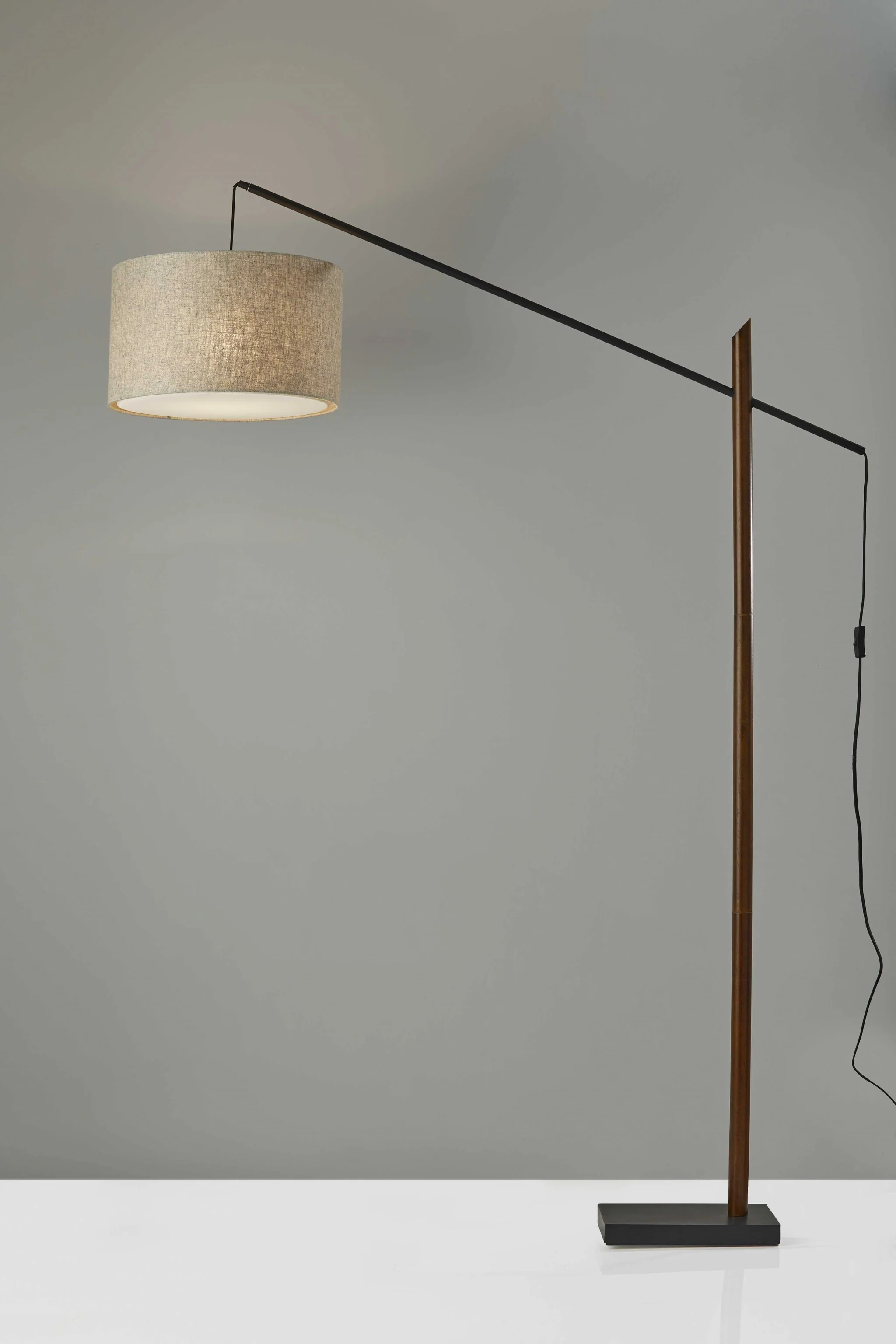 Sculptural Wood Floor Lamp with Adjustable Black Metal Arm By Homeroots - Image 4