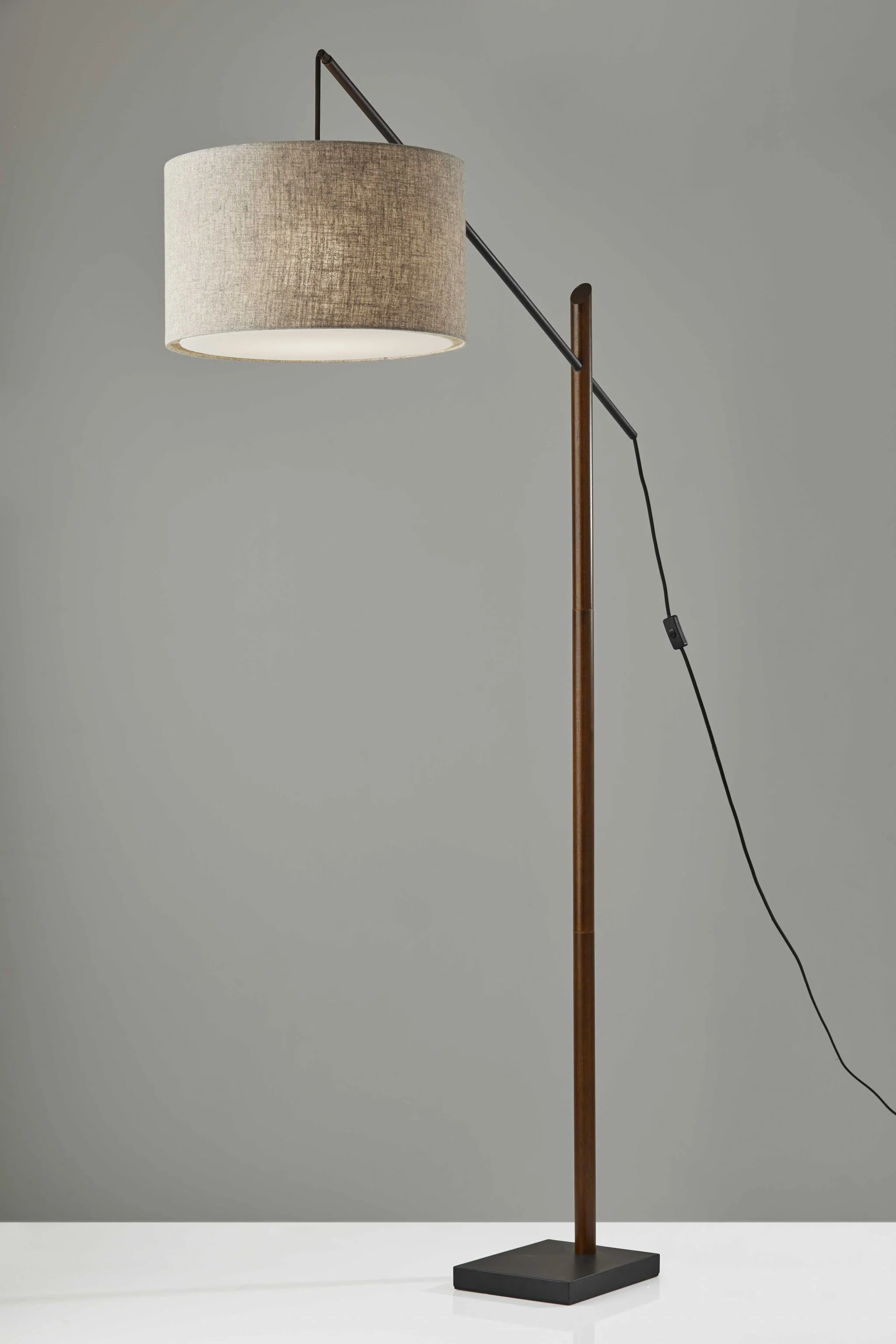 Sculptural Wood Floor Lamp with Adjustable Black Metal Arm By Homeroots - Image 5
