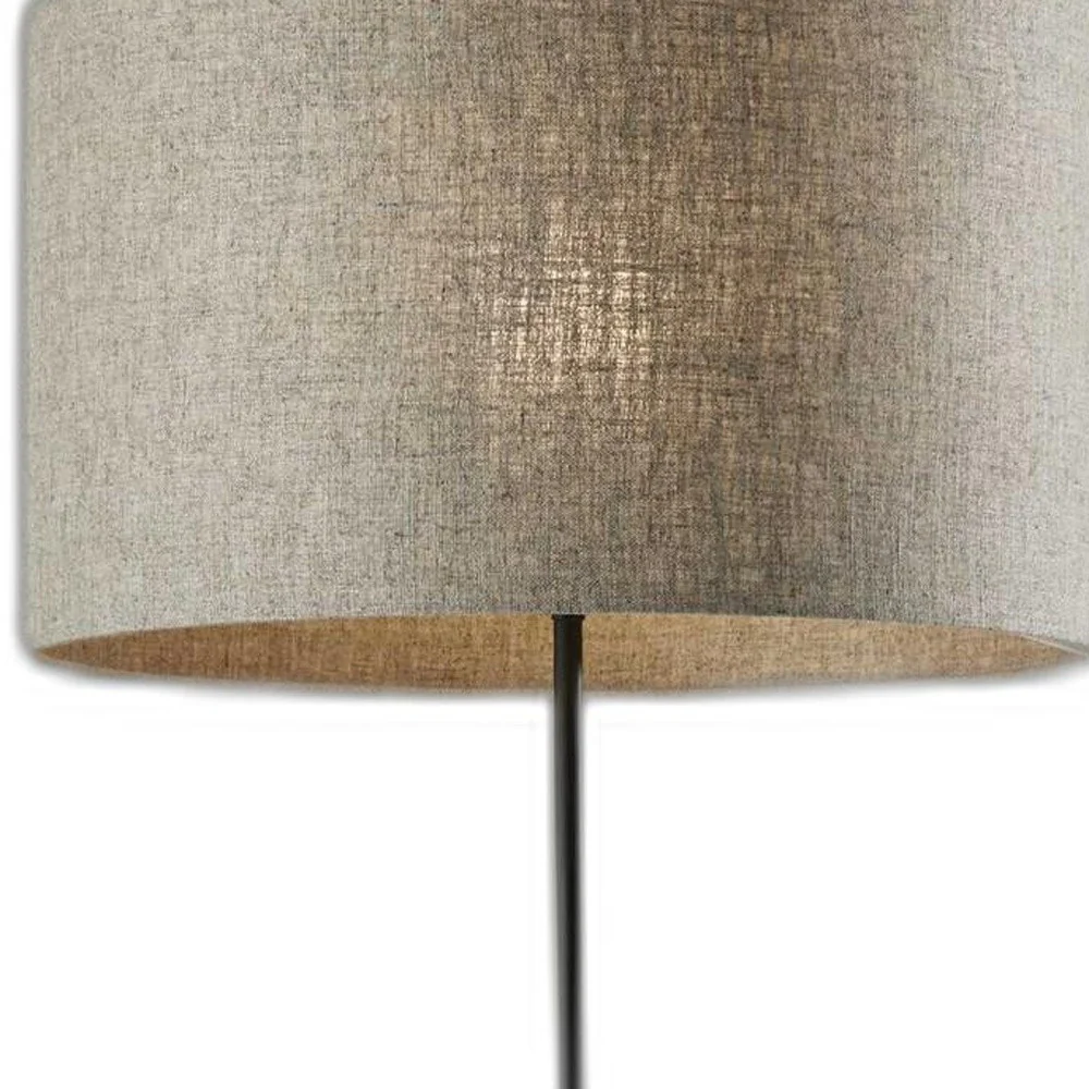 Sculptural Wood Floor Lamp with Black Metal Accents By Homeroots - Image 3