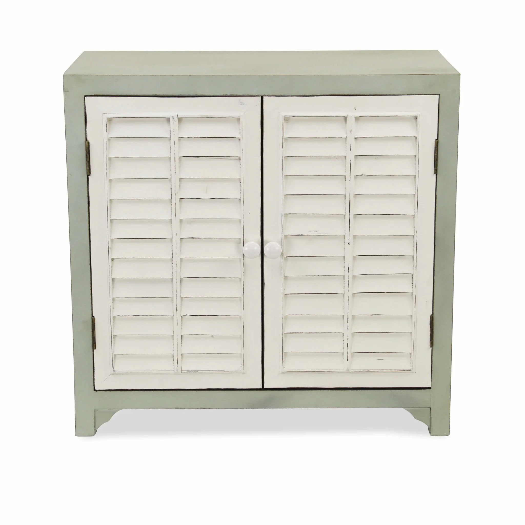 Sea Salt Blue And White Shutter Accent Cabinet By Homeroots - Image 3