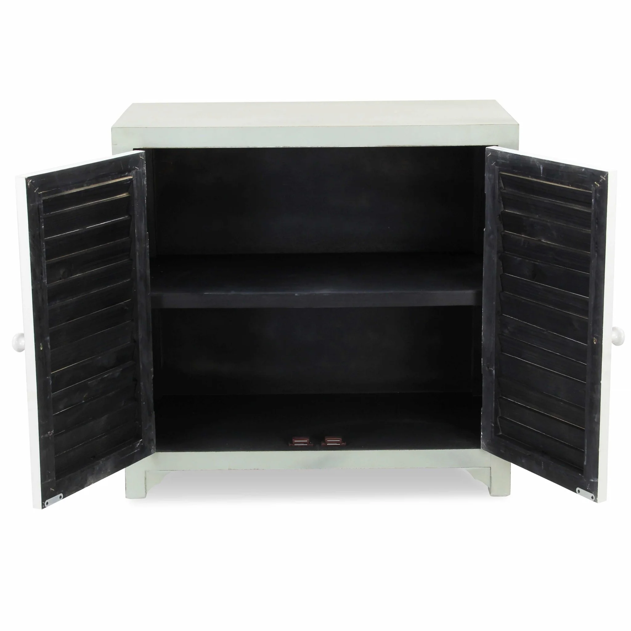 Sea Salt Blue And White Shutter Accent Cabinet By Homeroots - Image 4