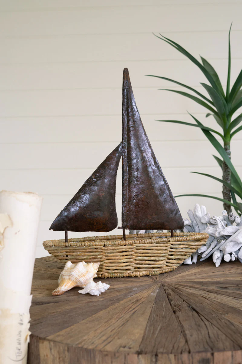 Seagrass Boat With Hand Hammered Metal Sails By Kalalou - Image 2