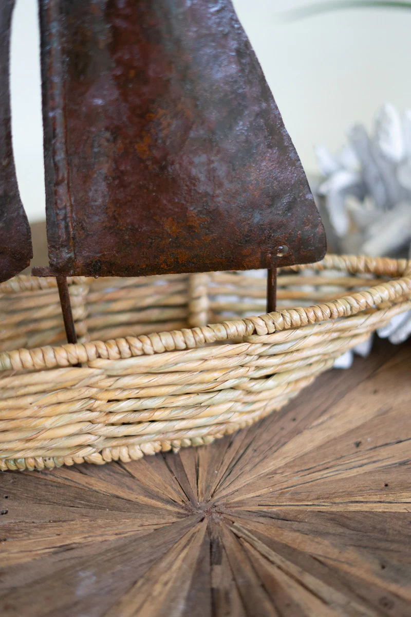 Seagrass Boat With Hand Hammered Metal Sails By Kalalou - Image 3
