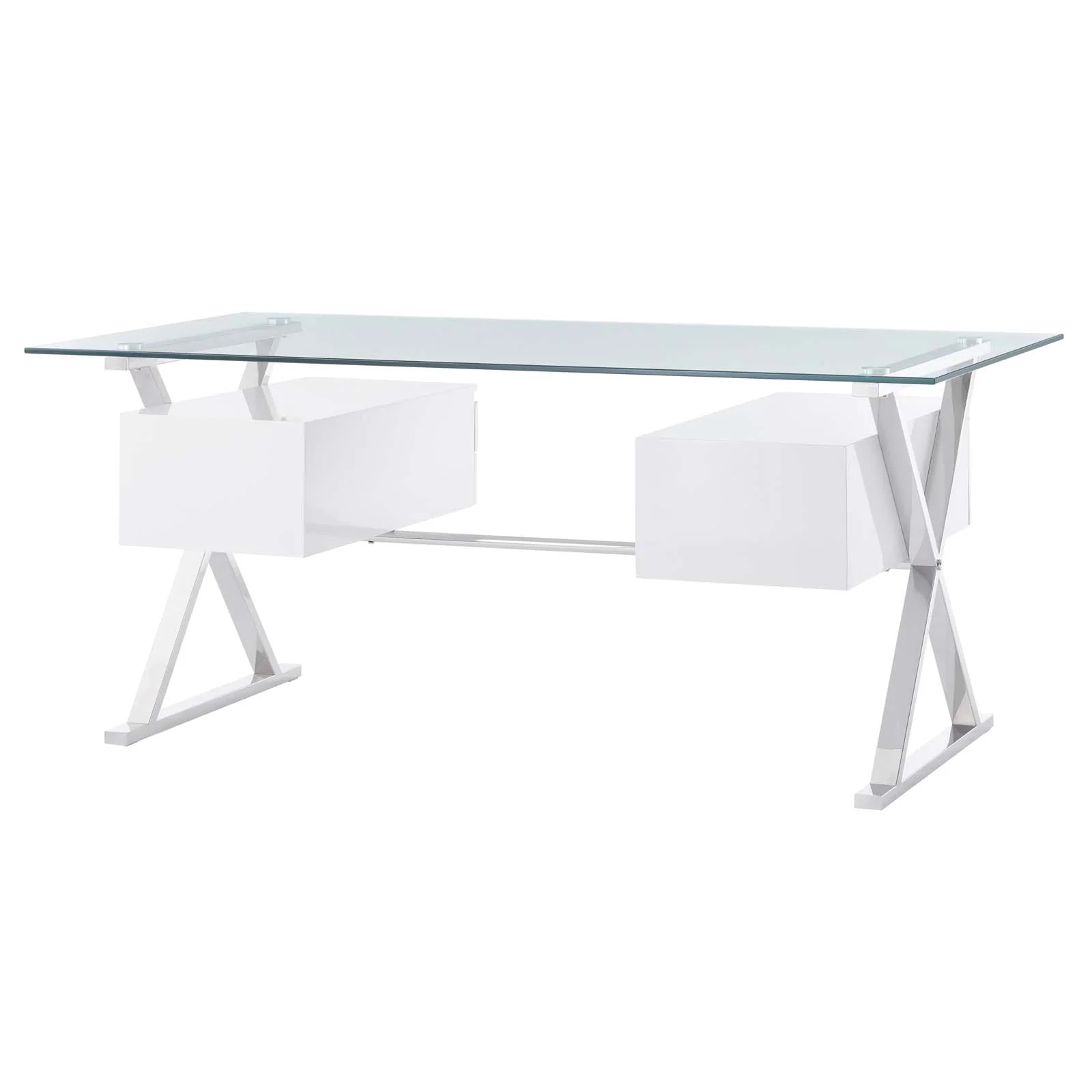 Sector 71" Glass Top Glass Office Desk By Modway - EEI-6226 - Image 4