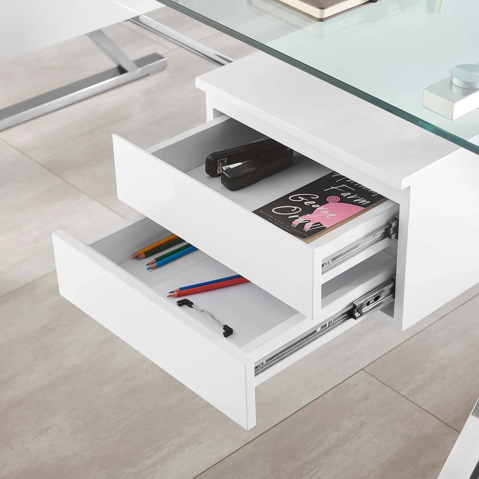 Sector 71" Glass Top Glass Office Desk By Modway - EEI-6226 - Image 8