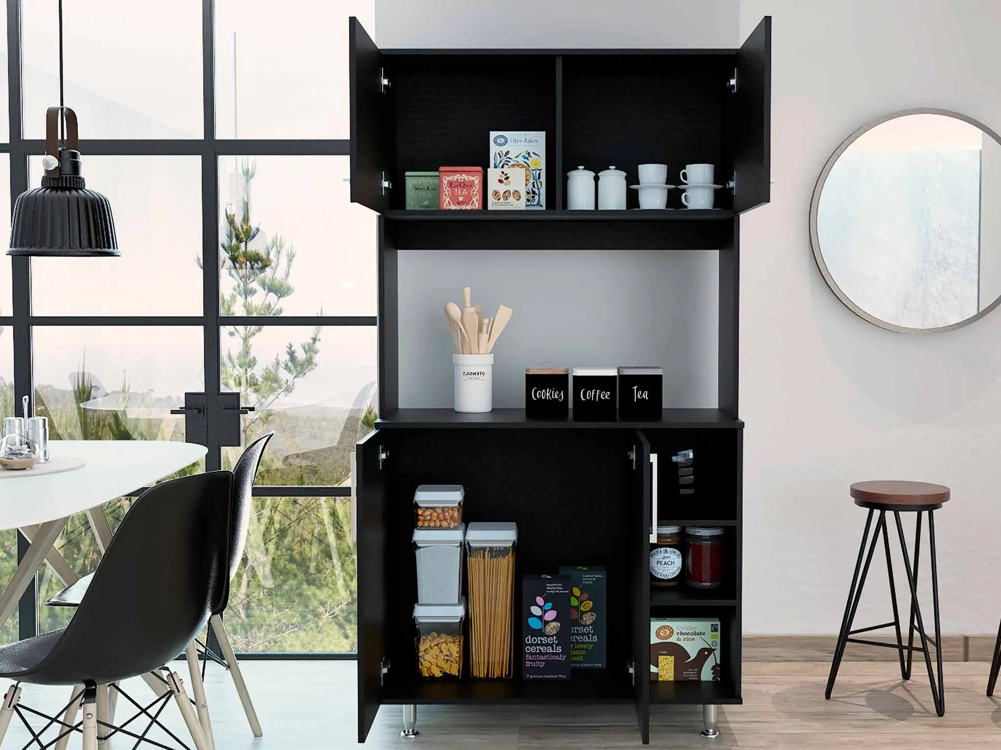 Sedona Black Kitchen Cabinet By Homeroots - Image 4