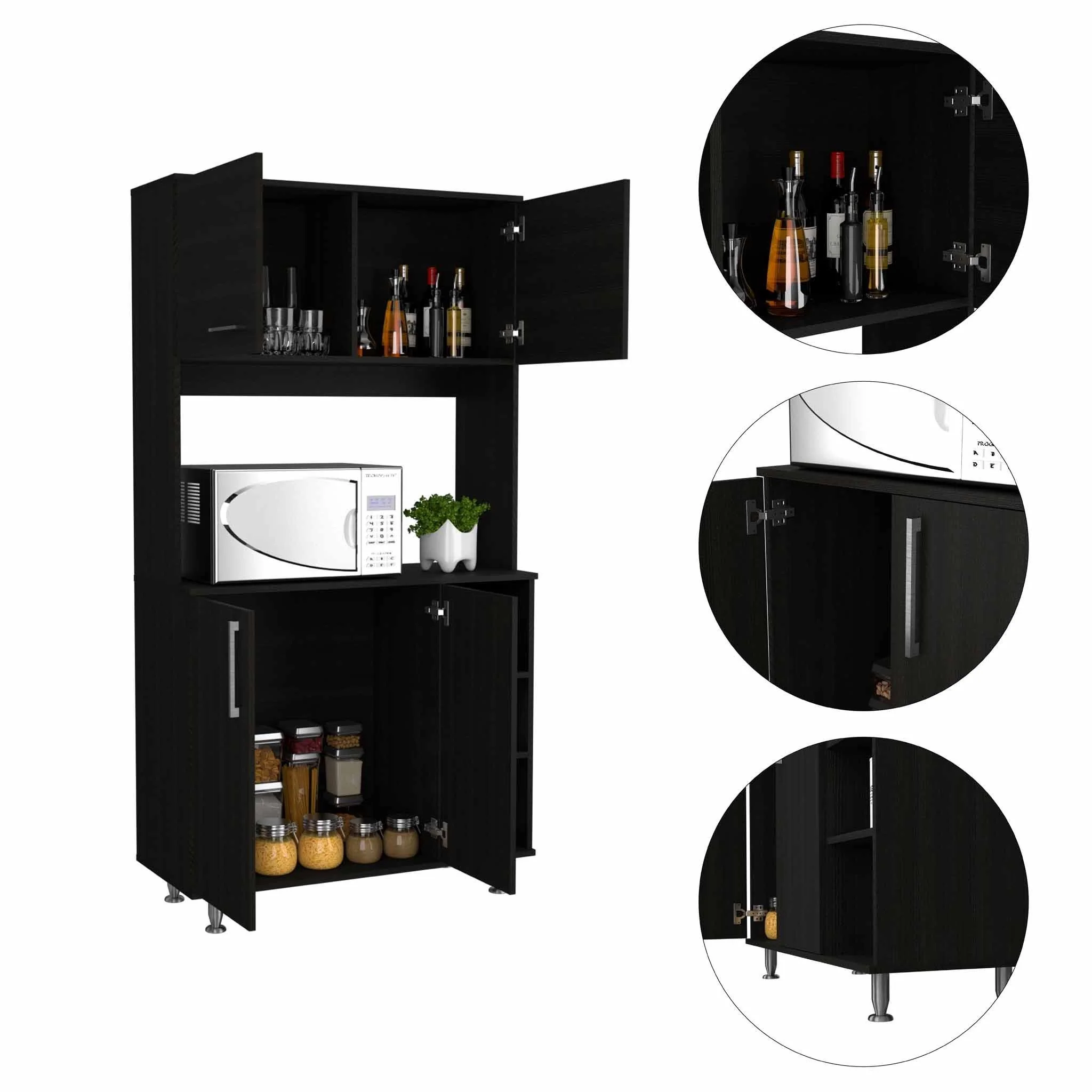 Sedona Black Kitchen Cabinet By Homeroots - Image 5