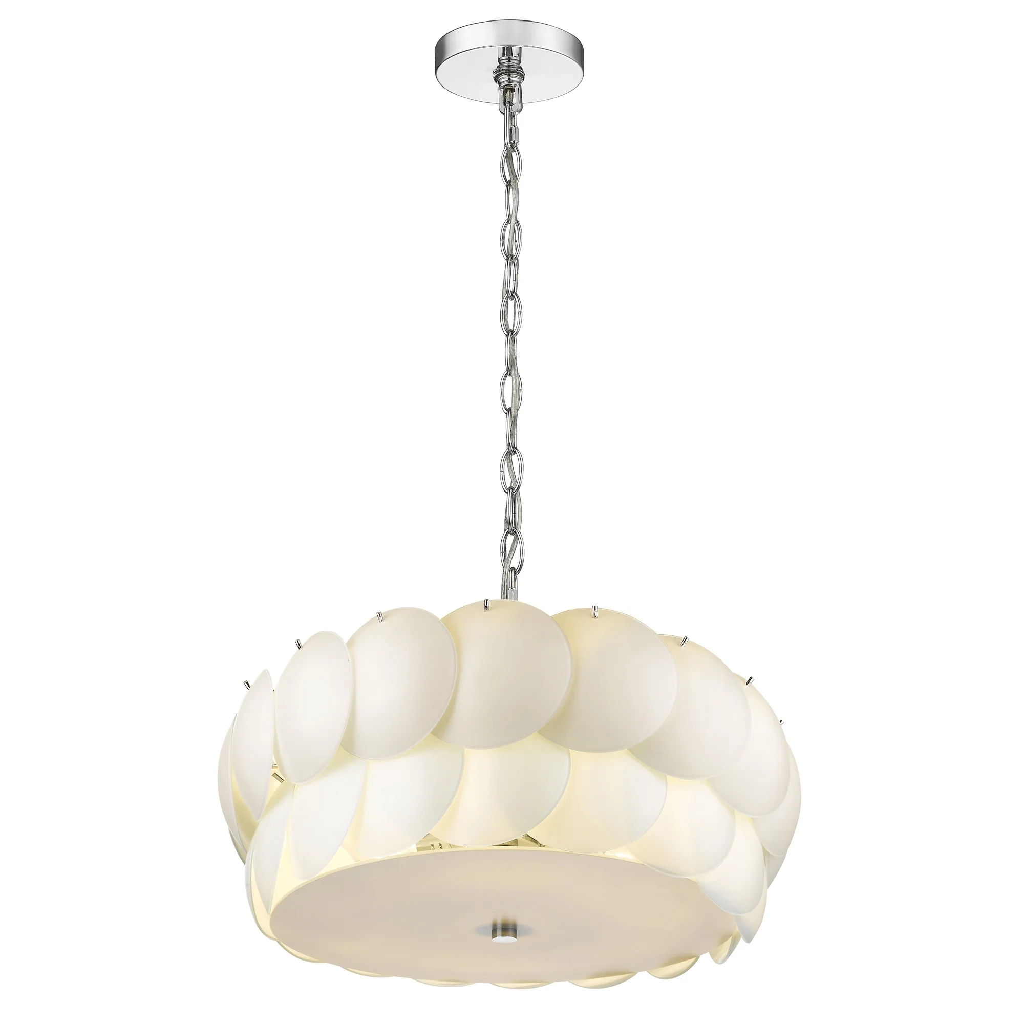 Selene 6-Light Polished Chrome Pendant With Overlapping Frosted White Glass Discs Shade By Homeroots - Image 2