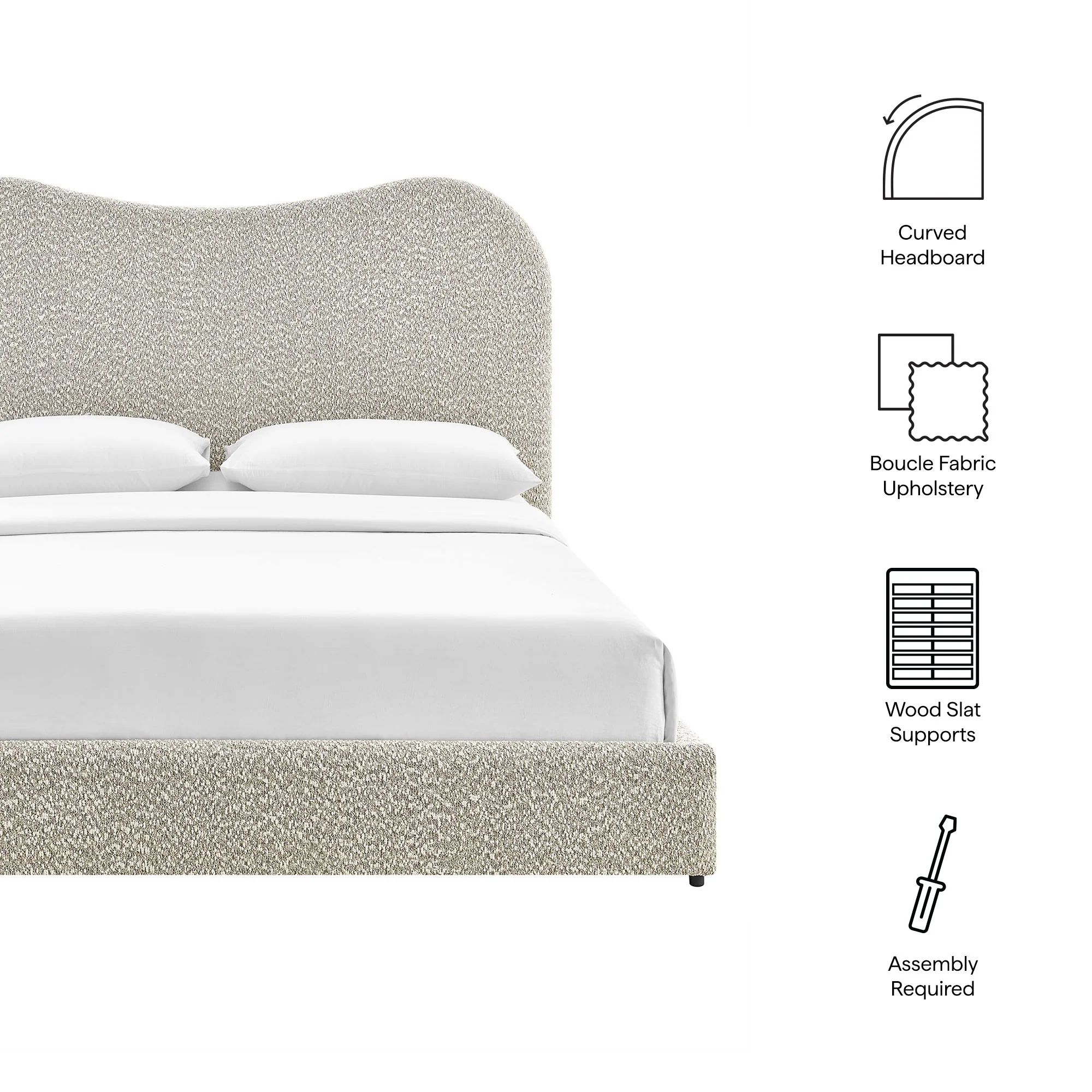 Seluna Boucle Queen Platform Bed by Modway - Image 20
